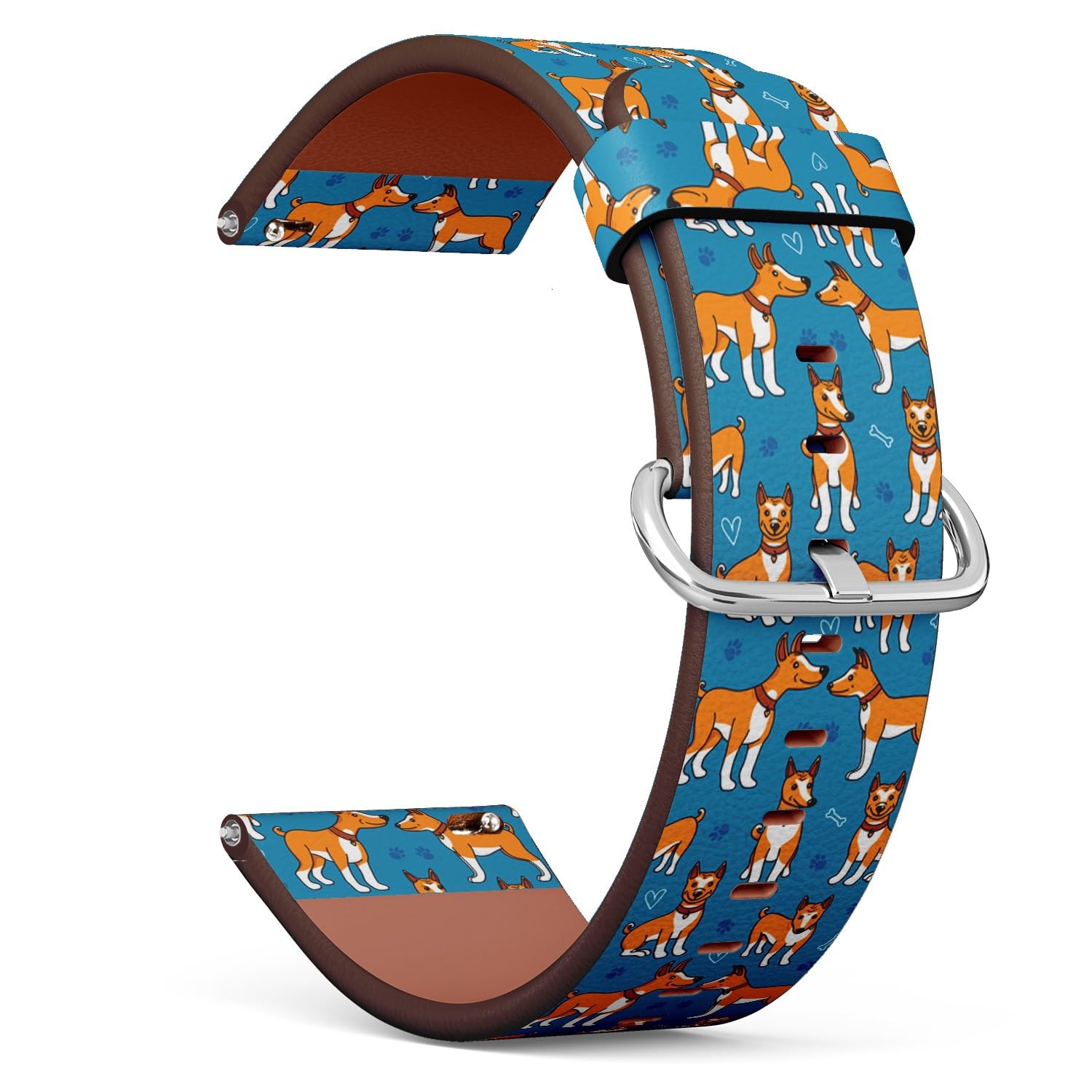 THAZEECompatible with Amazfit GTR 2e / GTR 2 / GTR 3 Pro/GTR 3 / GTR 4, 22mm Replacement Leather Watch Band (Dog Basenji) Smartwatch Strap Bracelet