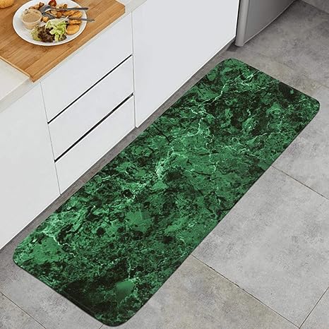 Amazon Com 47 18 Long Kitchen Mat Green Emerald Marble Abstract Microfiber Rubber Backing Anti Slip Water Absorbent Anti Fatigue Classic Foam Kitchen Rug Home Kitchen