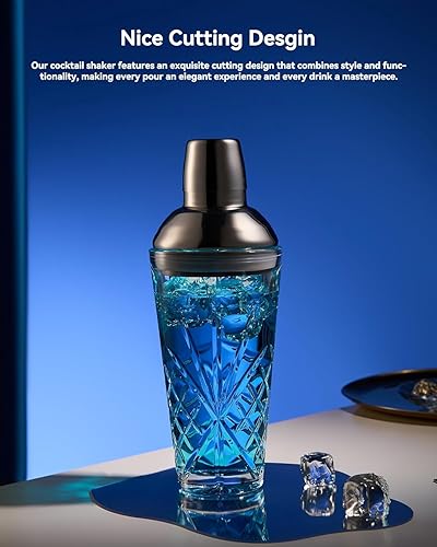 Miniatura 4 de Coctelera de vidrio, vidrio de diseño de corte de 18.5 onzas, exquisito coctelero de Martini para una mezcla elevada. Perfecto para manualidades de