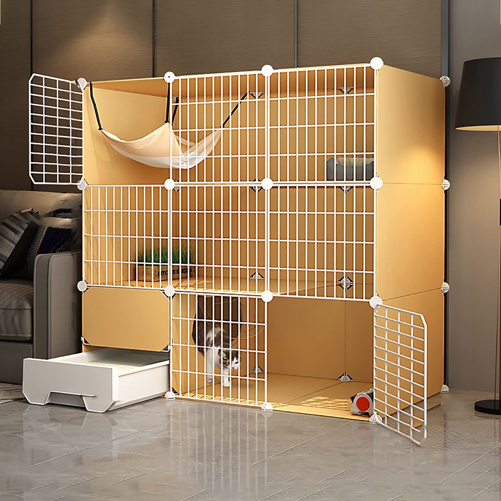 Grande cage pour chat d'intérieur : finis les dégâts grâce au parc en fil de fer modulable