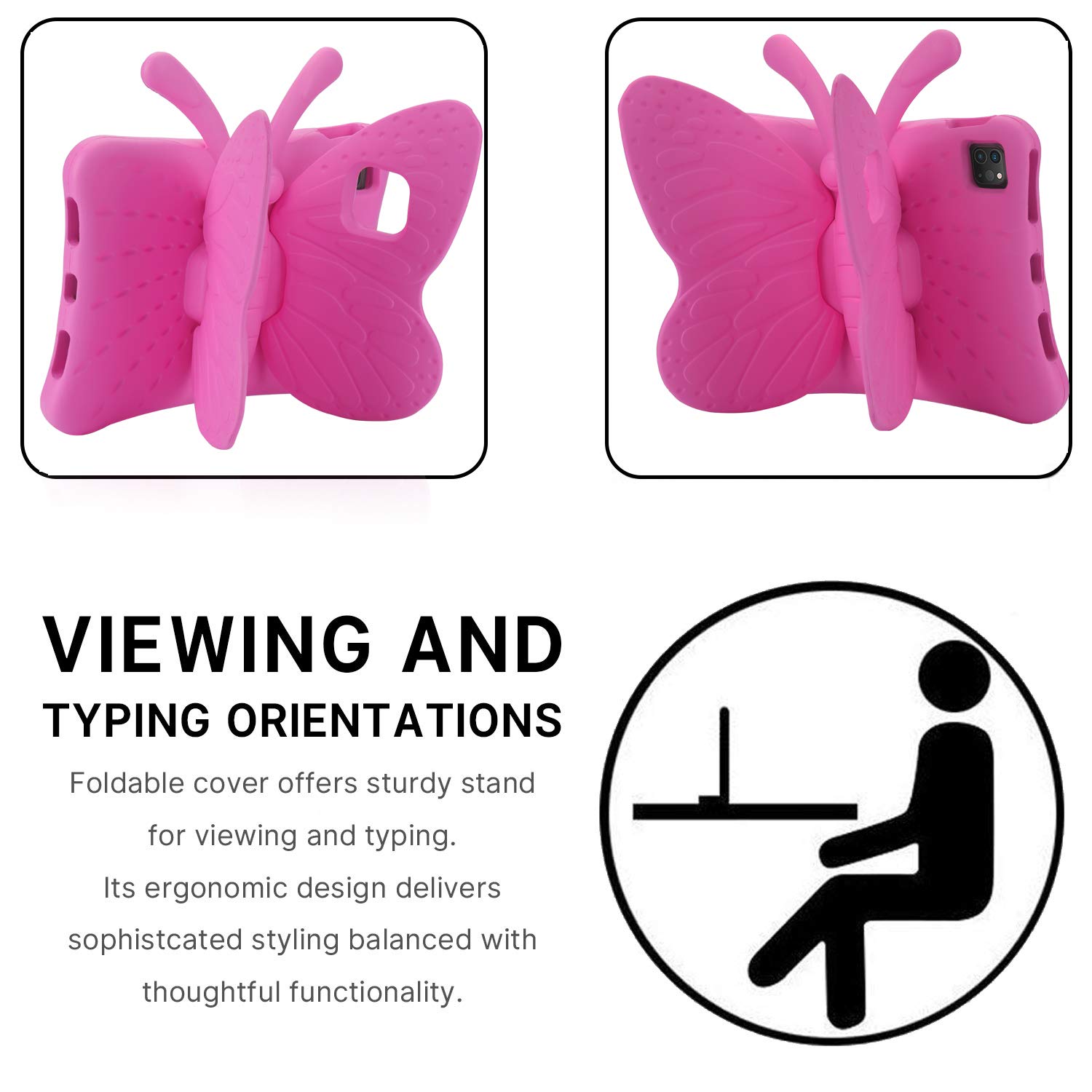 JGY Fire HD 8 Kids Tablet 10th Gen 2020 2022 Pretty Butterfly Case For Kids Girl EVA Foam Full Cover Fire HD 8 Plus Tablet Kids Case With Stand Pencil Holder - View #10