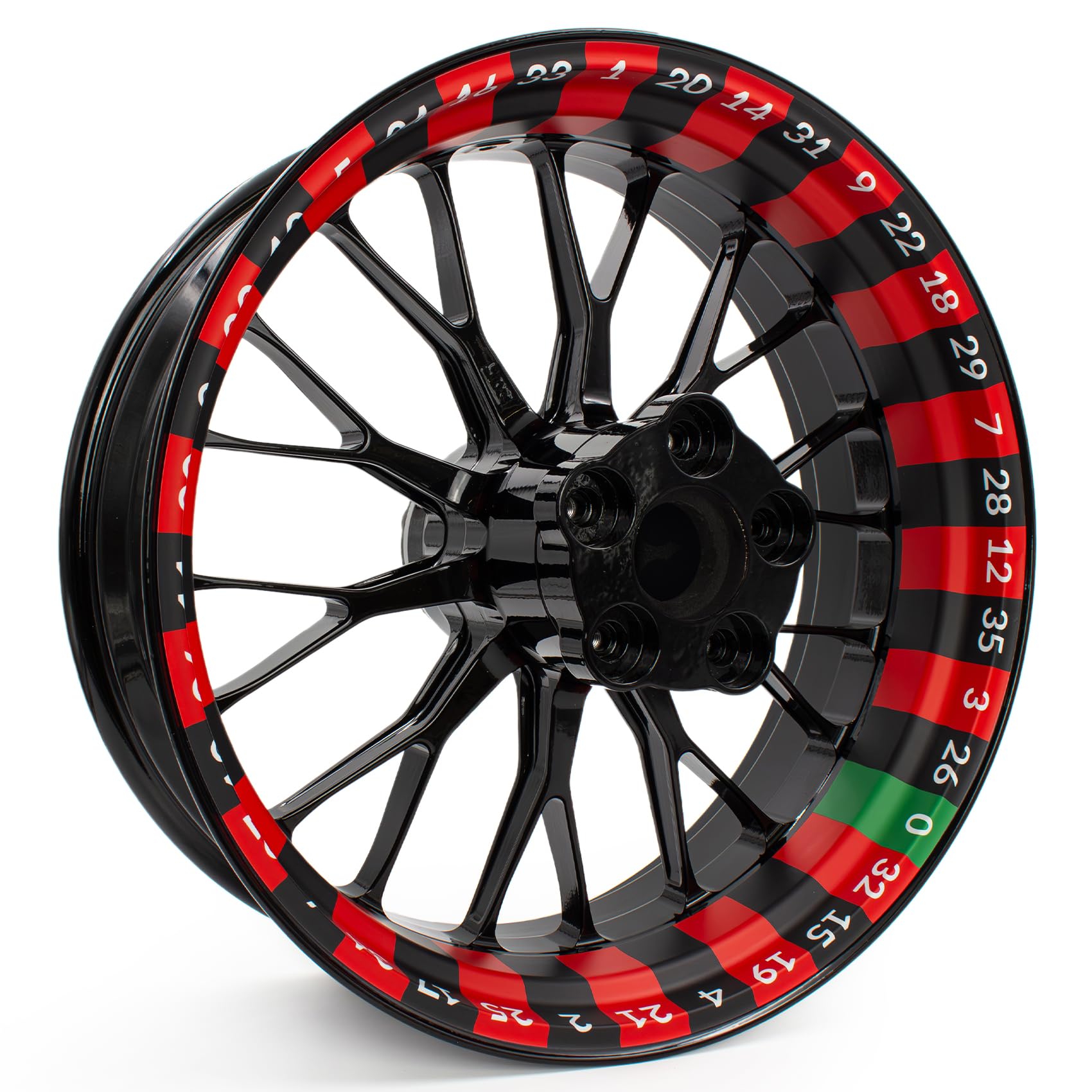 4-teiliges Felgenbettaufkleber Set für 17 Zoll Felgen Komplett Dekor Folie für Motorrad Felgenrandaufkleber selbstklebend wasserfest uv-beständig MR021 (02 Roulette)