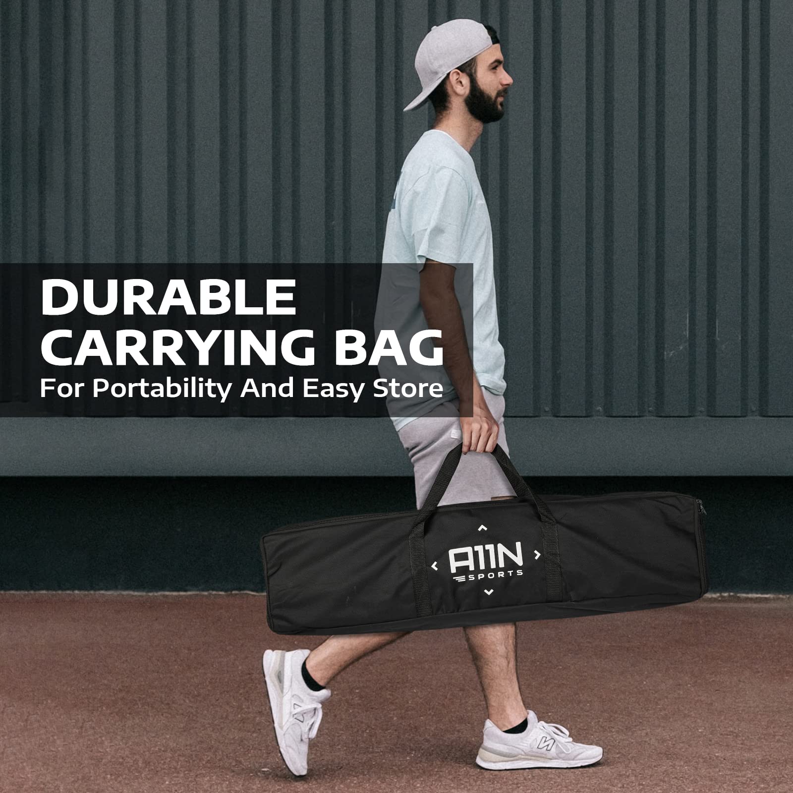 A11N Portable Pickleball Net System, 22ft Regulation Size, White/Black