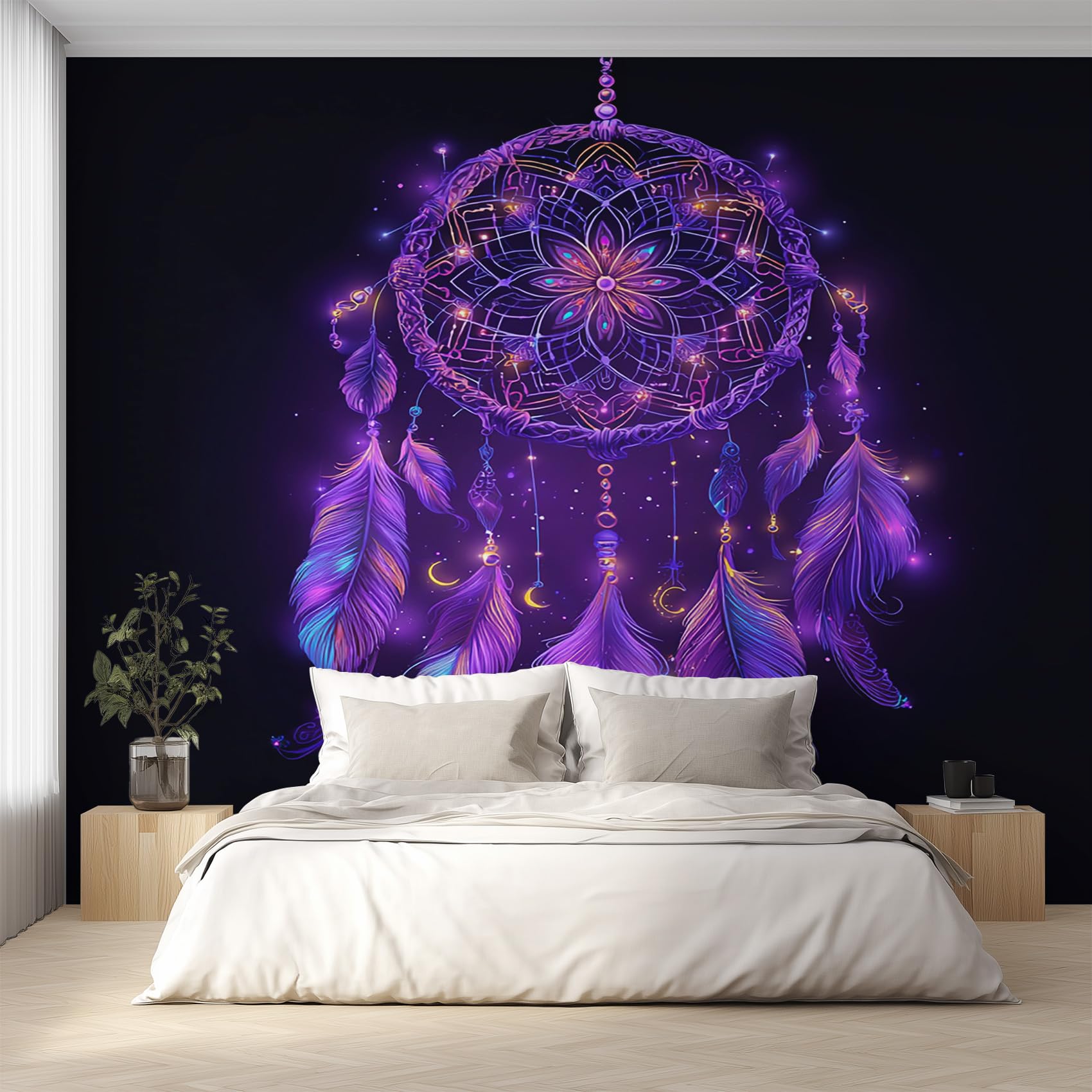 Generisch Tapete Lila Traumfänger, Verträumter Traumfänger Fototapete Wohnzimmer Schlafzimmer Tapeten, Vliestapete Wandtapete, Mustertapete Wanddeko 250x175 cm (B x H) Y&W70