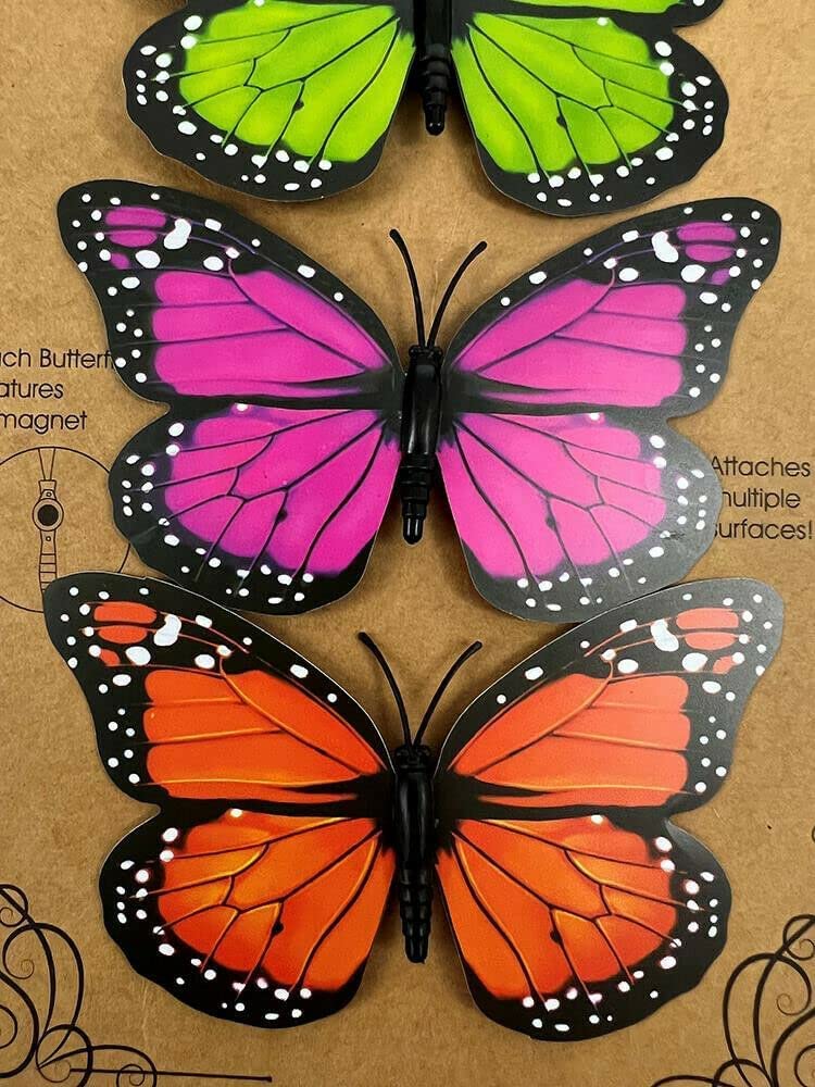PEBBLE HUG Colourful Butterfly Decorations Clips, Lightweight Design, Perfect for Home Decor, Garden, Parties, DIY Crafting, Durable, Indoor And Outdoor Use,
