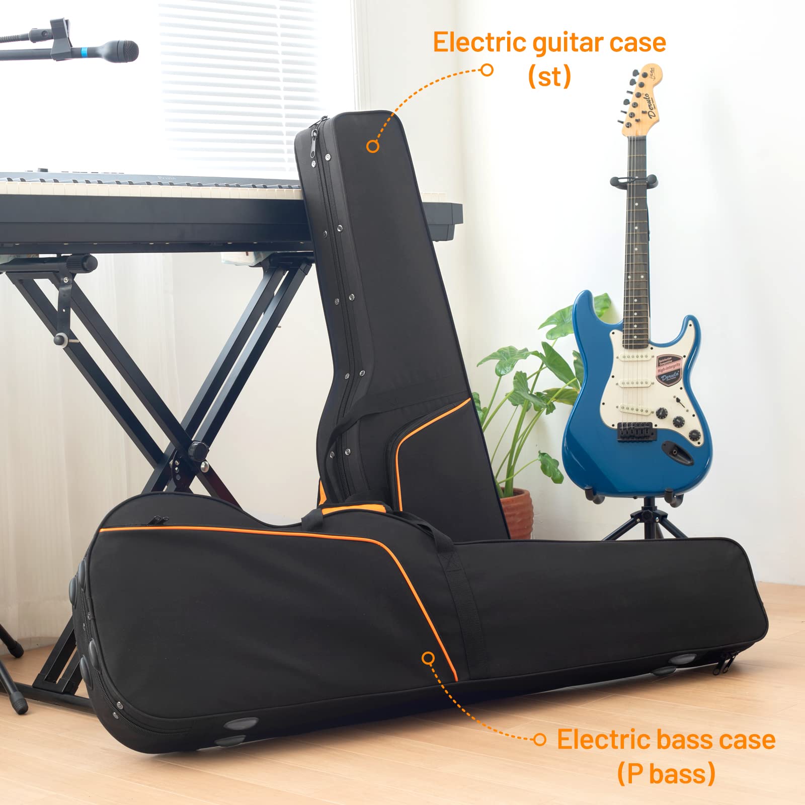CAHAYA Étui pour Guitare électrique Coque Rigide 25 mm d'épaisseur Compression Antichoc Chute Protection de sécurité Durable Étui léger pour Piano Convient pour Guitare électrique 40 Pouces CY0300