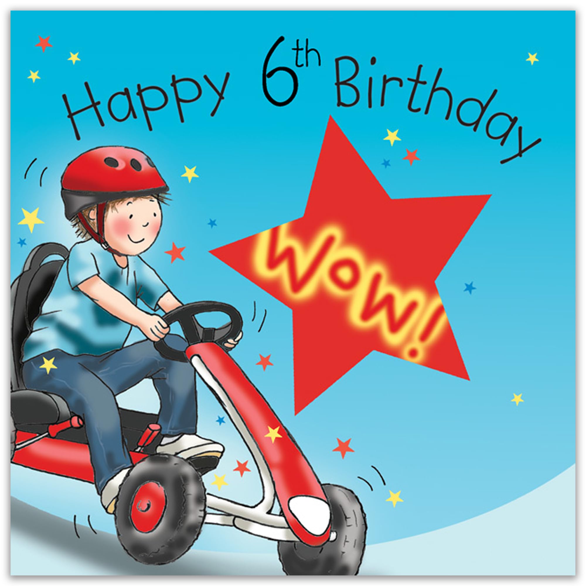 Twizler Geburtstagskarte Zum 6. Geburtstag Für Jungen – Go-Kart Motiv, Gestanzt, Mit Umschlag