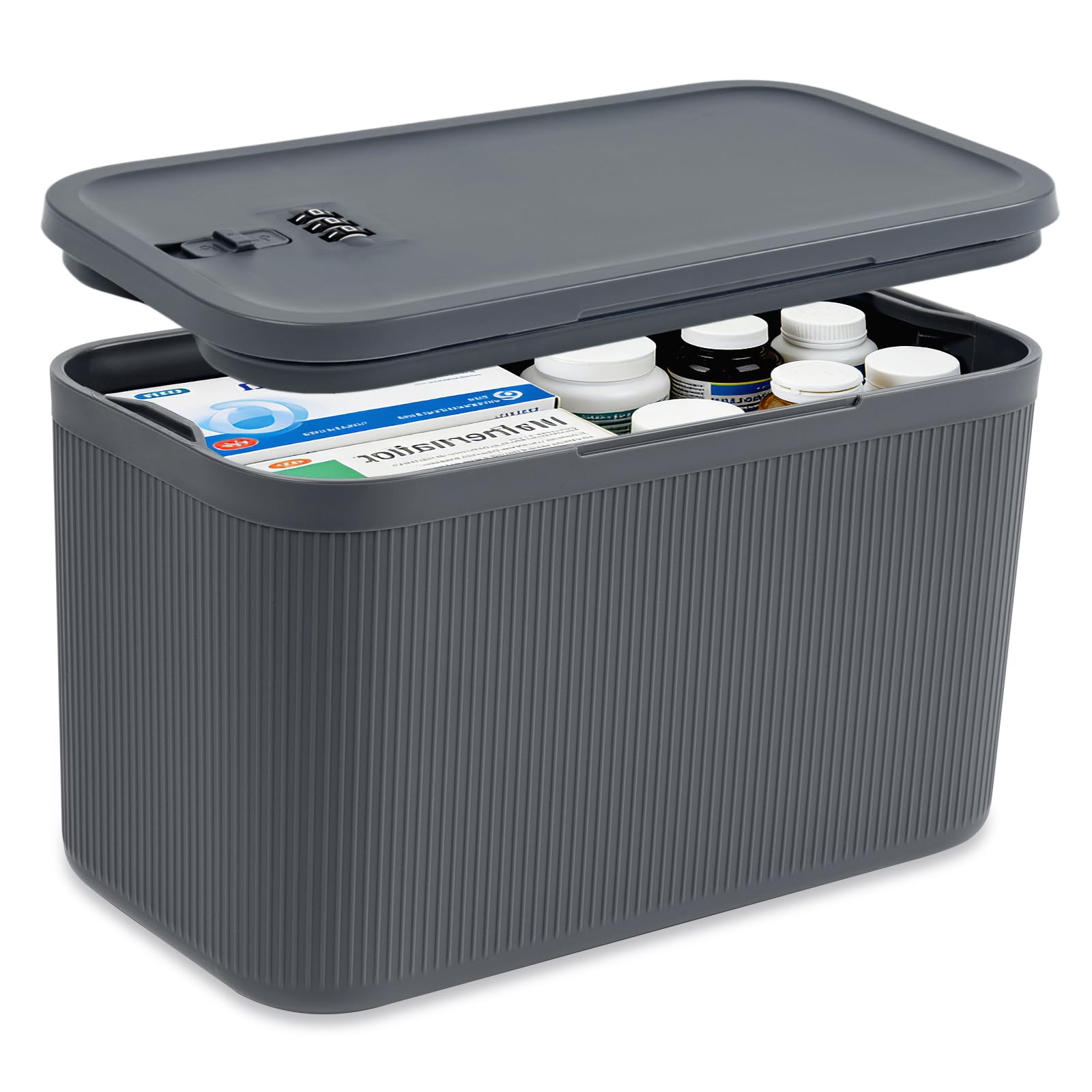 Lockable Storage Box, Small Lock Box with Combination Code for Phone/Medicine Safe/Food Home/Refrigerator/Office/Personal Items/Travel/Gift