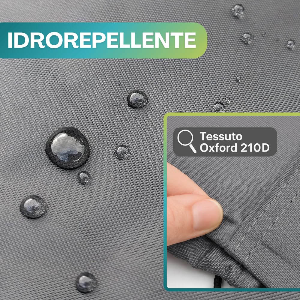 Paluplus 2 Coperture Protettive per Lettini Grigie, Misura 200x70x40 cm, Tessuto Impermeabile 210D, Telo con Sacca e Laccetto, Protezione da Polvere, Pioggia, Raggi UV -7996C-1