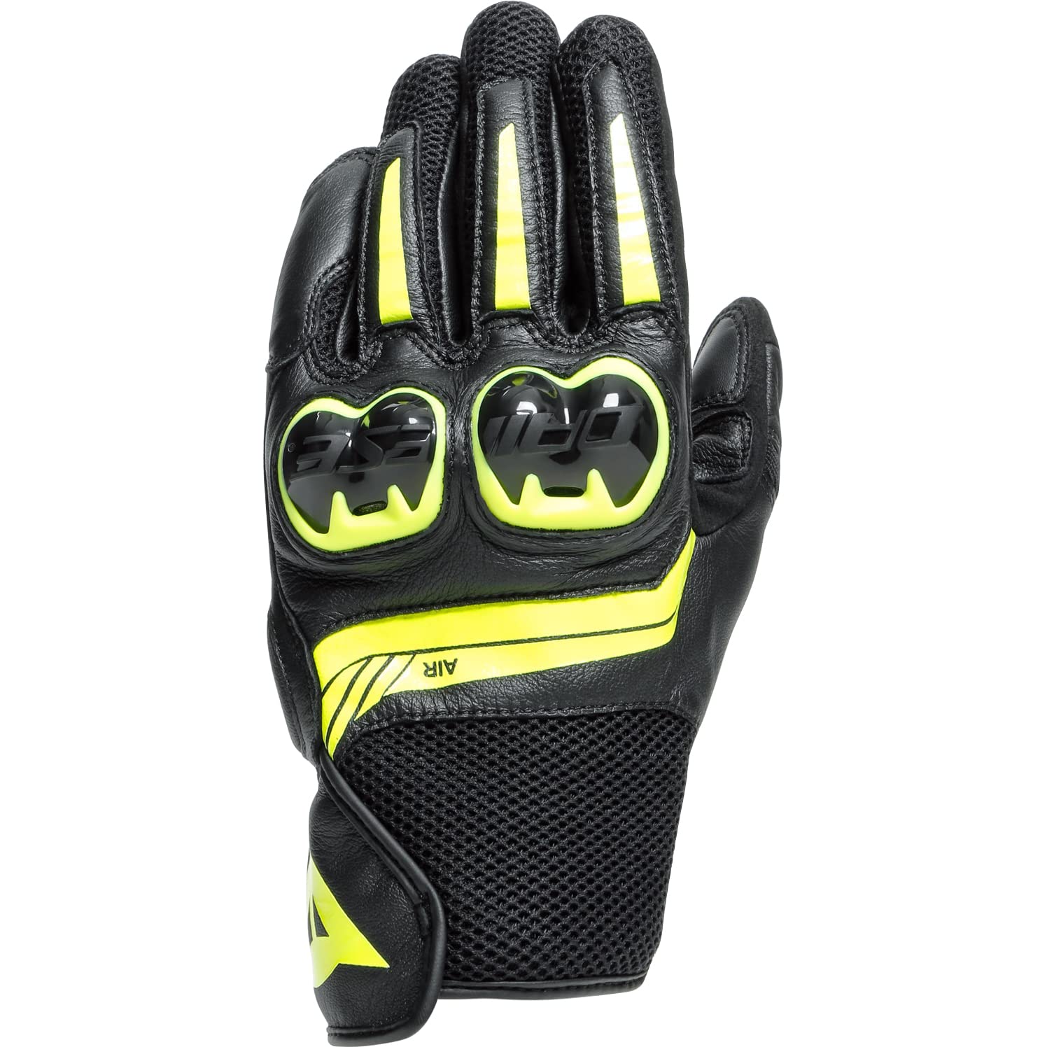 Dainese - Mig 3 Unisex Leather Gloves, Moto Guantes de Cuero de Pantalla Táctil, Guantes Moto Hombre y Mujer, Touchscreen, Palma Reforzada y Protectores de Nudillos, Negro/Amarillo