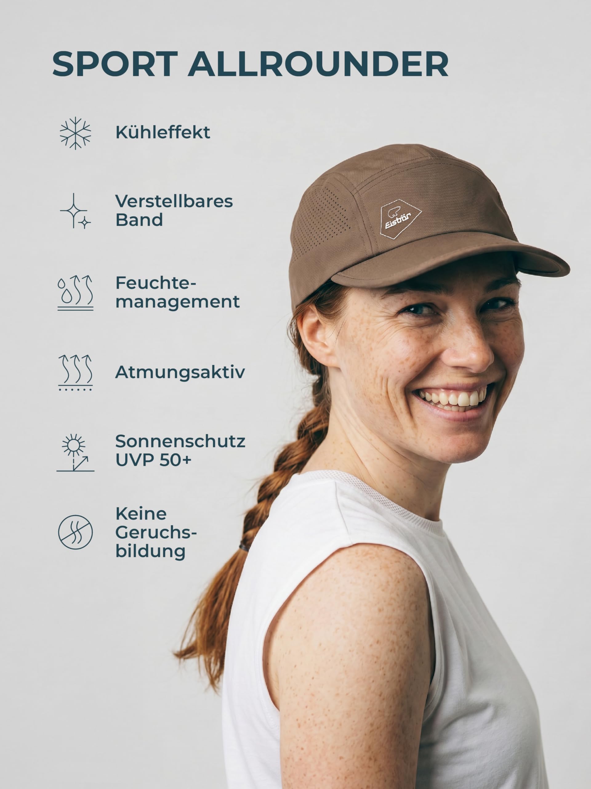 Eisbär Cap Herren und Damen Strato - Kappe kühlend atmungsaktiv Basecap feuchtigkeitsabführend schnelltrocknend - Laufkappe zum Laufen Radfahren für Sport und Outdoor im Sommer
