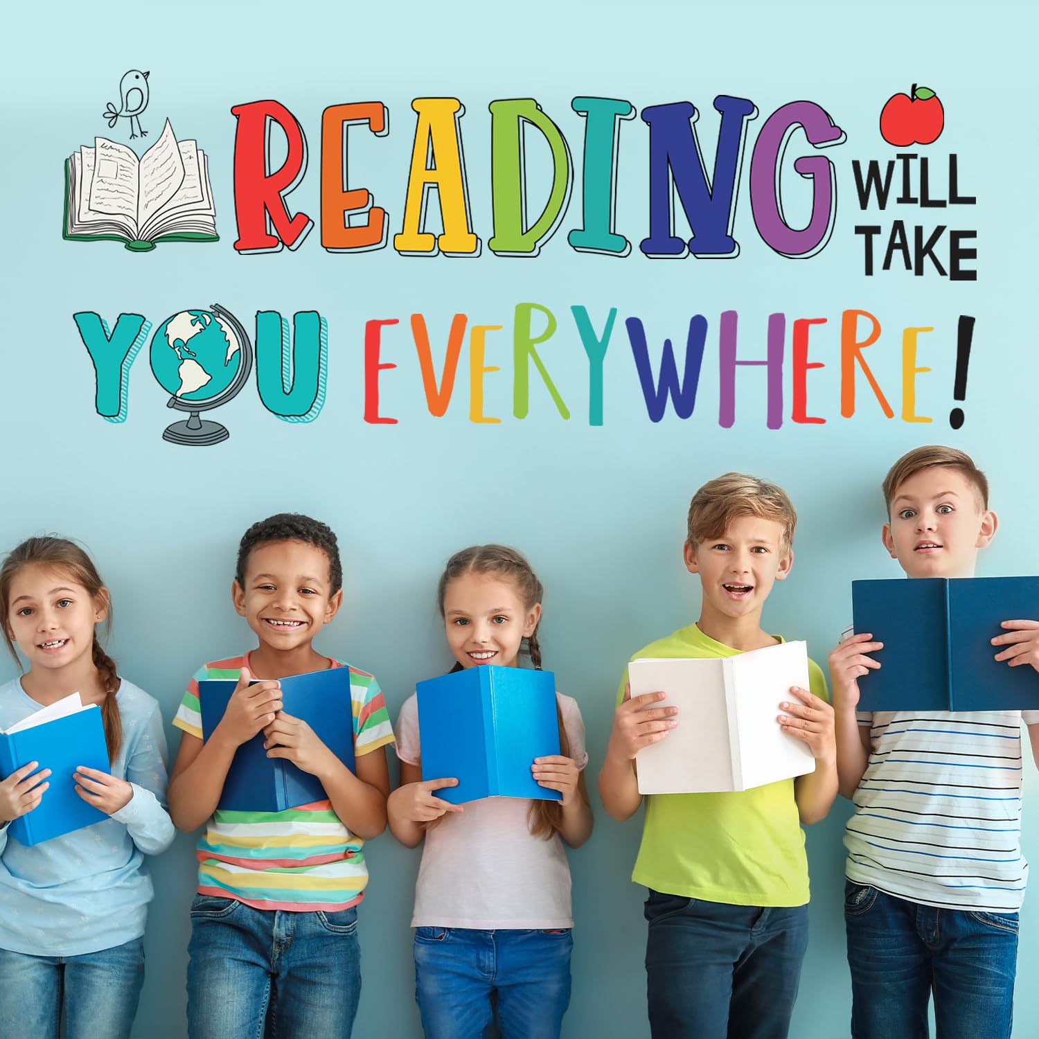 DECOWALL Reading Corner Wall Stickers Decals Décor Classroom Kids Room Inspirational Nursery Art Bedroom Library Peel and Stick Book Playroom Quotes School Educational (DS9-8092) - Image 2