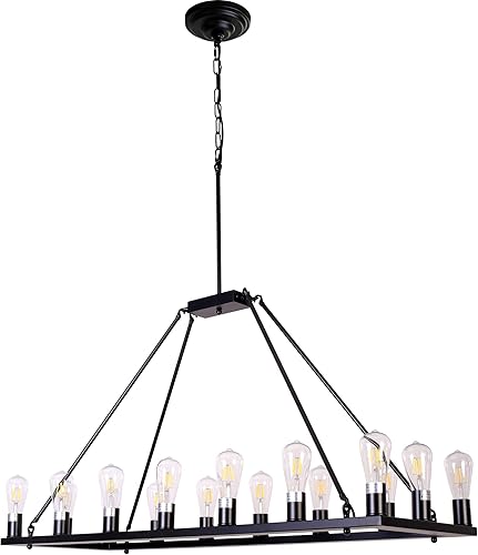 Miniatura 7 de Lámpara rectangular vintage de 47 pulgadas para isla de cocina, colgante rústico, industrial, lámpara de techo para comedor, sala de estar,