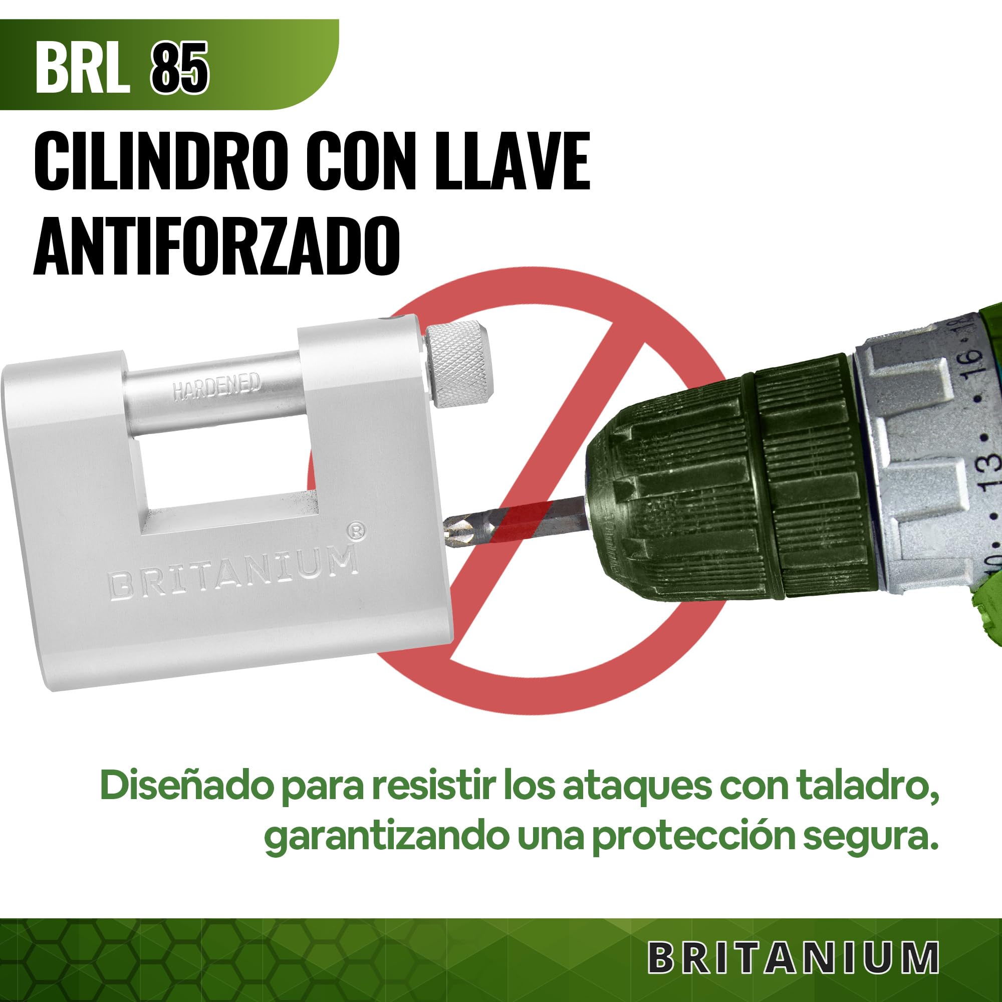 BRL85 Candado de Seguridad Blindado de Alta Seguridad. Cerradura para Contenedor. Cilindro de Seguridad Antitaladro y Resistente. Candados para Puertas, Motos, Cobertizos y Garajes
