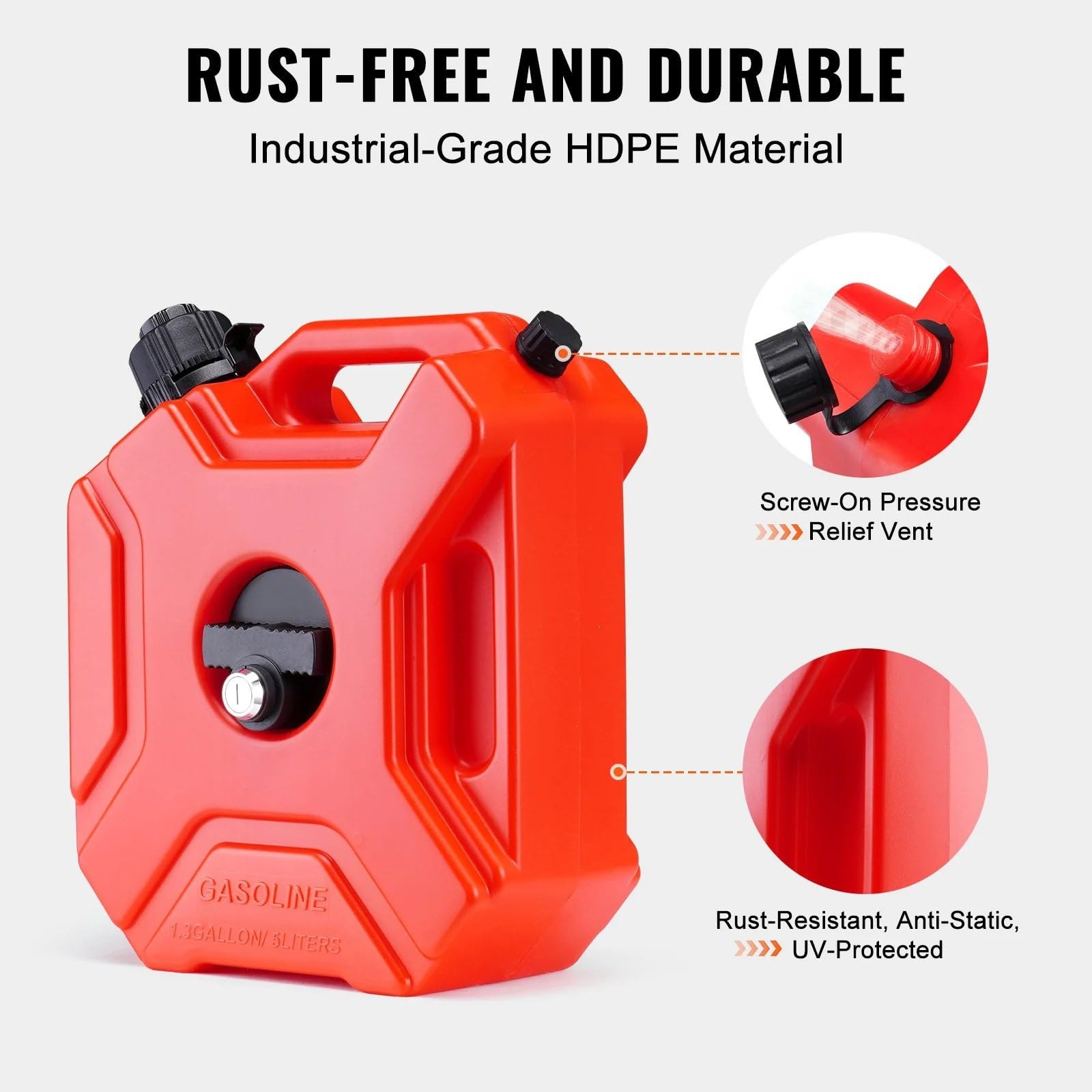 Kraftstoffkaniste 5/10L roter Kraftstofftank, Benzinkanister, Gasfass, Ersatzwasserbehälter mit Ausgießer und einstellbarer Durchflussrate für Motorräder(5L)