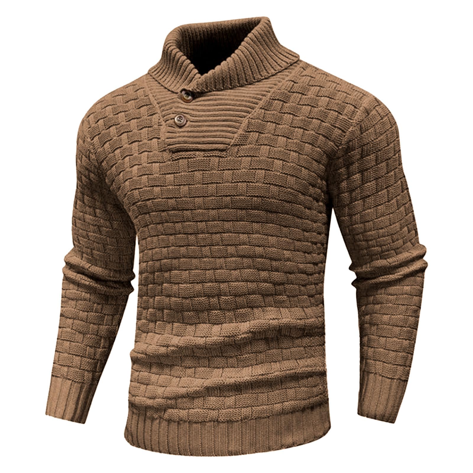 Pull col châle homme chaud et décontracté en maille torsadée - 8