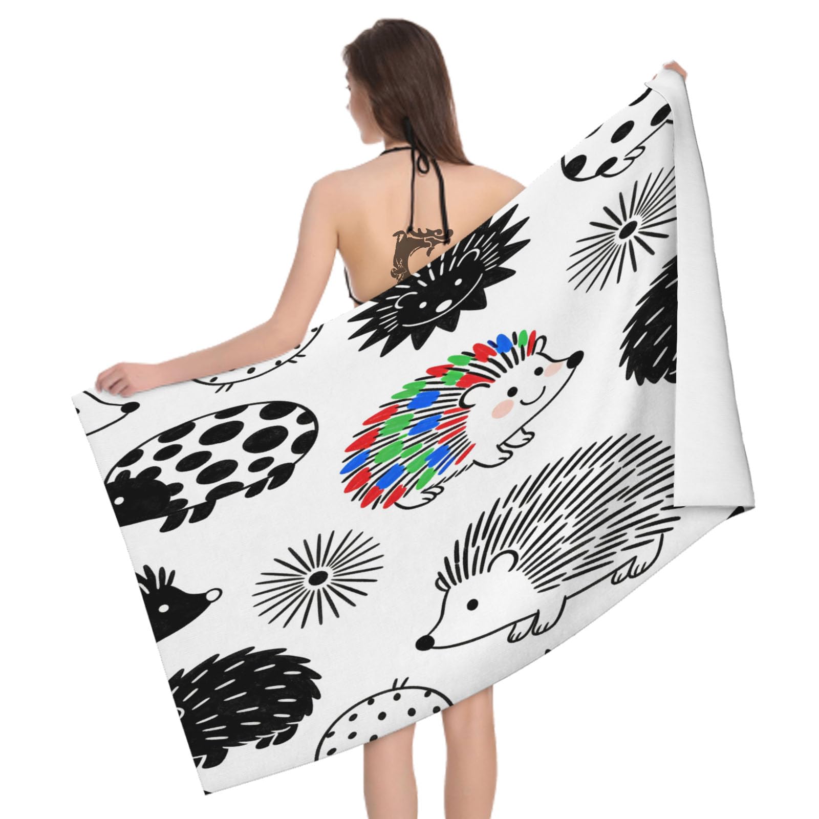 Leichong 3D Cartoon Hedgehog Beach Towel Microfiber Soft Quick Dry for Adults, Cute Animals Bath Towel Lightweight Soft Absorbent for Travel Swimming Pool Sports, 75 x 150 cm
