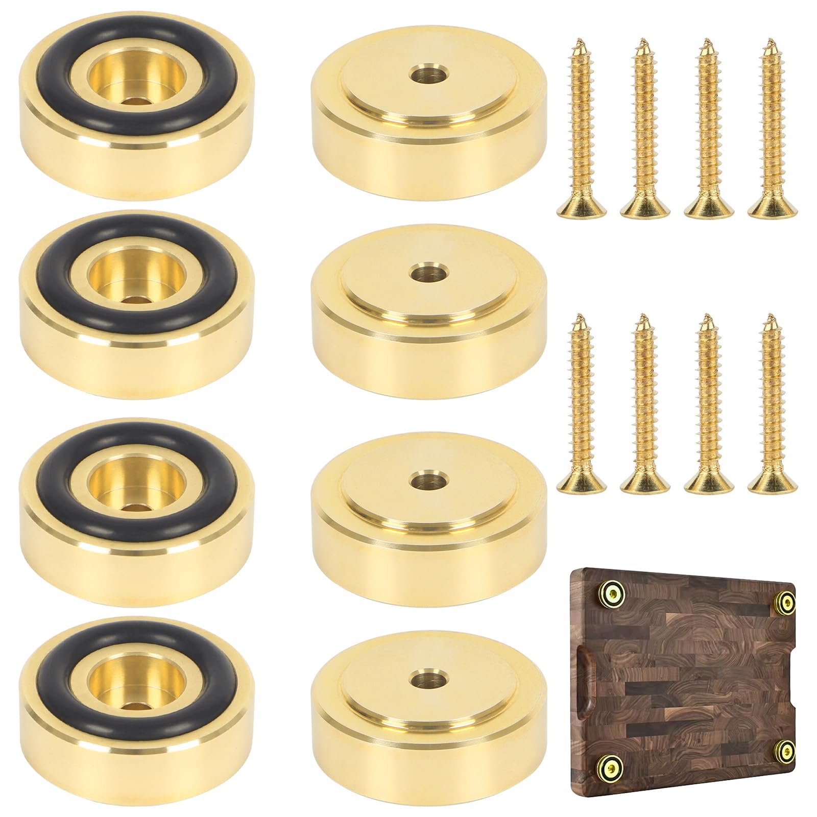 1.18inch Brass Cutting Board Feet With Nonslip Pads Cutting Board Feet Non Slip Gold Cutting Board Feet Legs With Silicone Rubber Feet And Screws Kitfor Furniture Chair Cabinet Electronics (8)