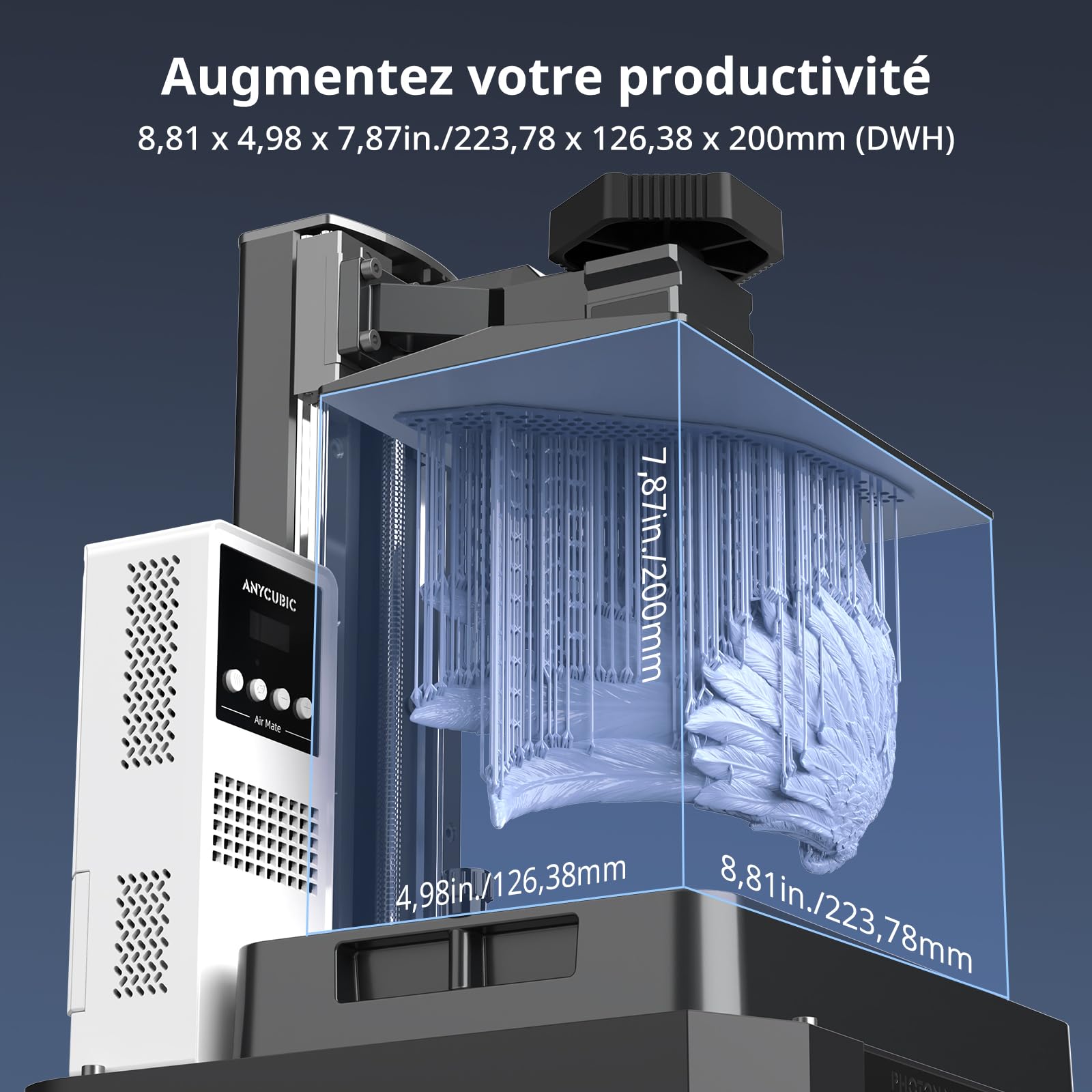 ANYCUBIC Photon Mono M5s Pro Imprimante 3D Résine Ultra 14K avec Chauffage et Purificateur, Nivellement et Inspection Intelligentes, Taille D’Impression 223,78x126,38x200mm