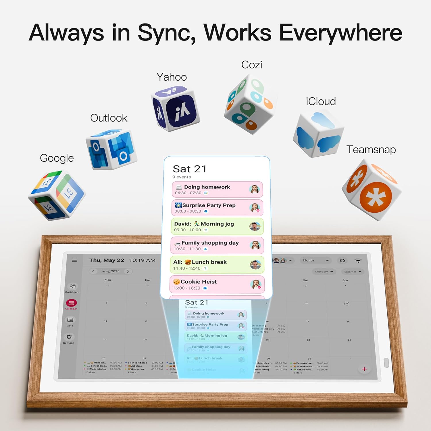 BIGASUO 32" Digital Calendar, Wall Smart Touchscreen Interactive Display, Electronic Organizer for Monthly, Weekly & Daily Agenda, Chore Chart, Meal Planner, To Do List, Family Schedules, Photo Frame