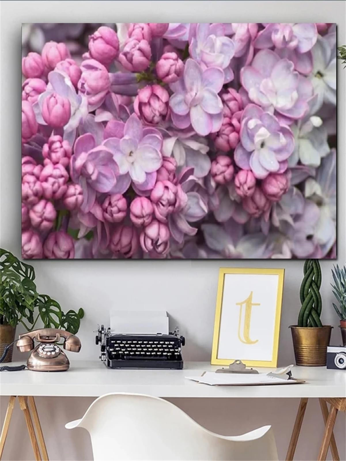 5D DIY Diamond Painting Kits per Adulti/Bambini,Fiore viola Diamante Pittura Completo Strass Ricamo Punto Croce Art Artigianato Decor Della Parete di Casa Regalo Square Drill_(60x120cm,24x48inch
