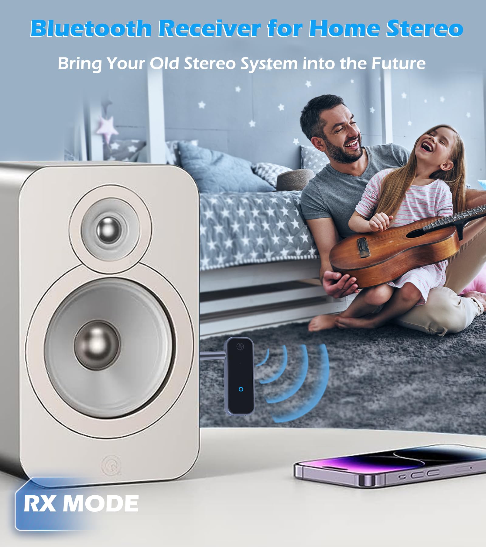 KAIY Bluetooth 5.3 Transmitter Empfänger, Bluetooth Transmitter für TV/AirPods/Kopfhörer/Flugzeug, Aux Wireless Adapter für Auto, Audioempfänger für Heimstereo/Autoradio/Lautsprecher