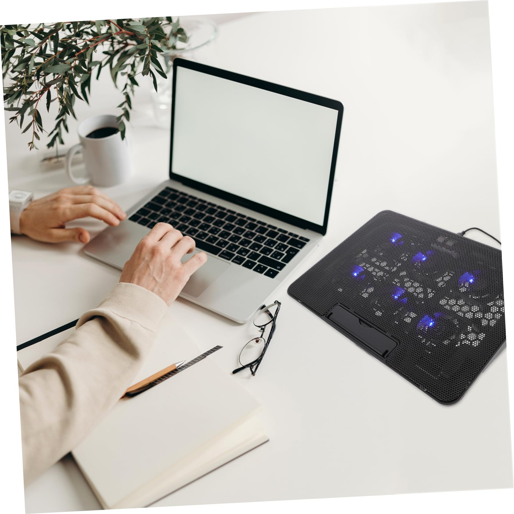 SHINEOFI Support De Refroidissement Réglable pour Ordinateur Portable avec Ventilateurs Refroidisseur Air pour Jeu Support Et Portable pour Voyages Et Déplacements