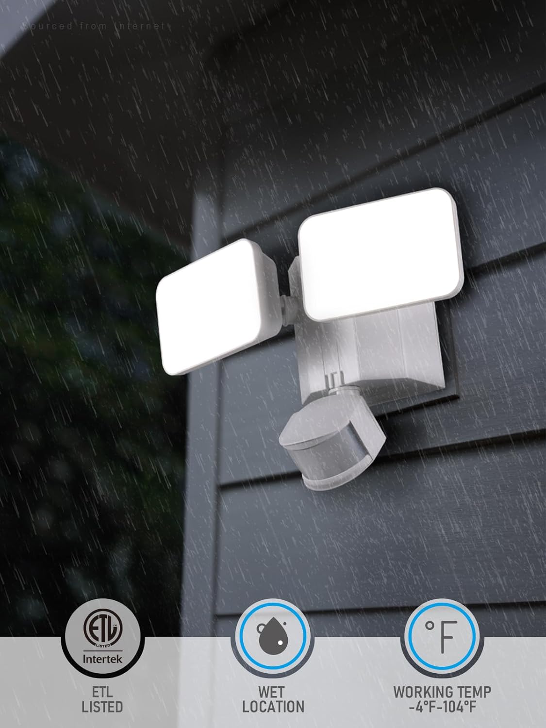 LEONLITE 28W LED Security Light with GFCI Outlets, Motion Sensor & Dusk to Dawn Flood Lights Outdoor, Adjustable 2-Head, Wet Location, 5000K Daylight, ETL Listed, White