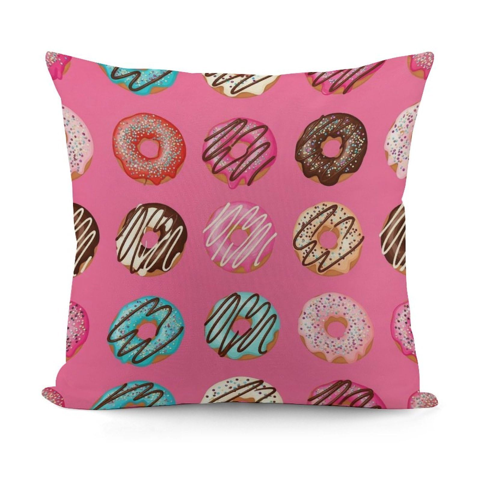 Smazdfxx Picture(57) Soft Pink Donut Throw Pillow Covers Decorative Pillow Cases For Bed Sofa Living Room Home Decor