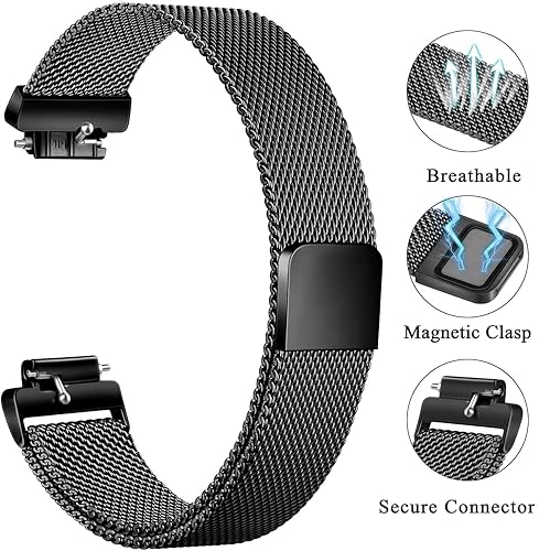 Miniatura 2 de Nigaee Bandas de metal compatibles con Fitbit Inspire 3, correa de malla de metal de acero inoxidable ajustable, correas de repuesto para mujeres y