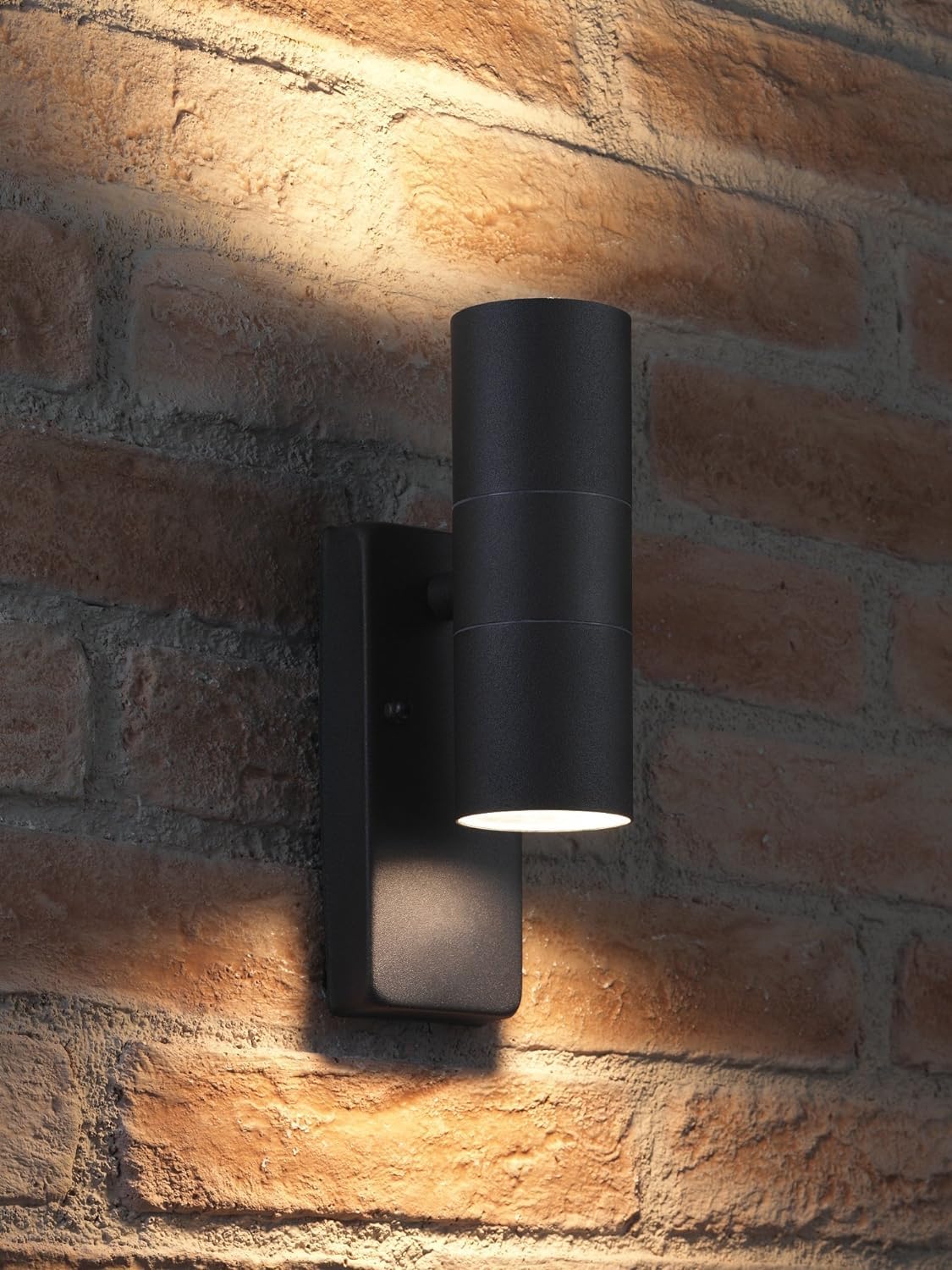Auraglow Dusk Till Dawn Sensor Black Up & Down Outdoor Wall Security Light - Warm White - Four Pack