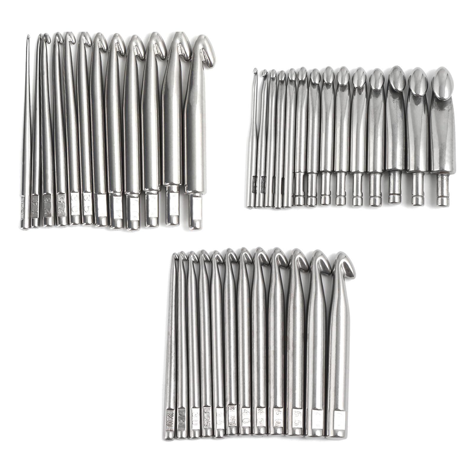 Juego de ganchos de ganchillo grandes de metal para hilo grueso, ganchos ergonómicos de acero inoxidable para adultos y niños, gancho ergonómico de ganchillo