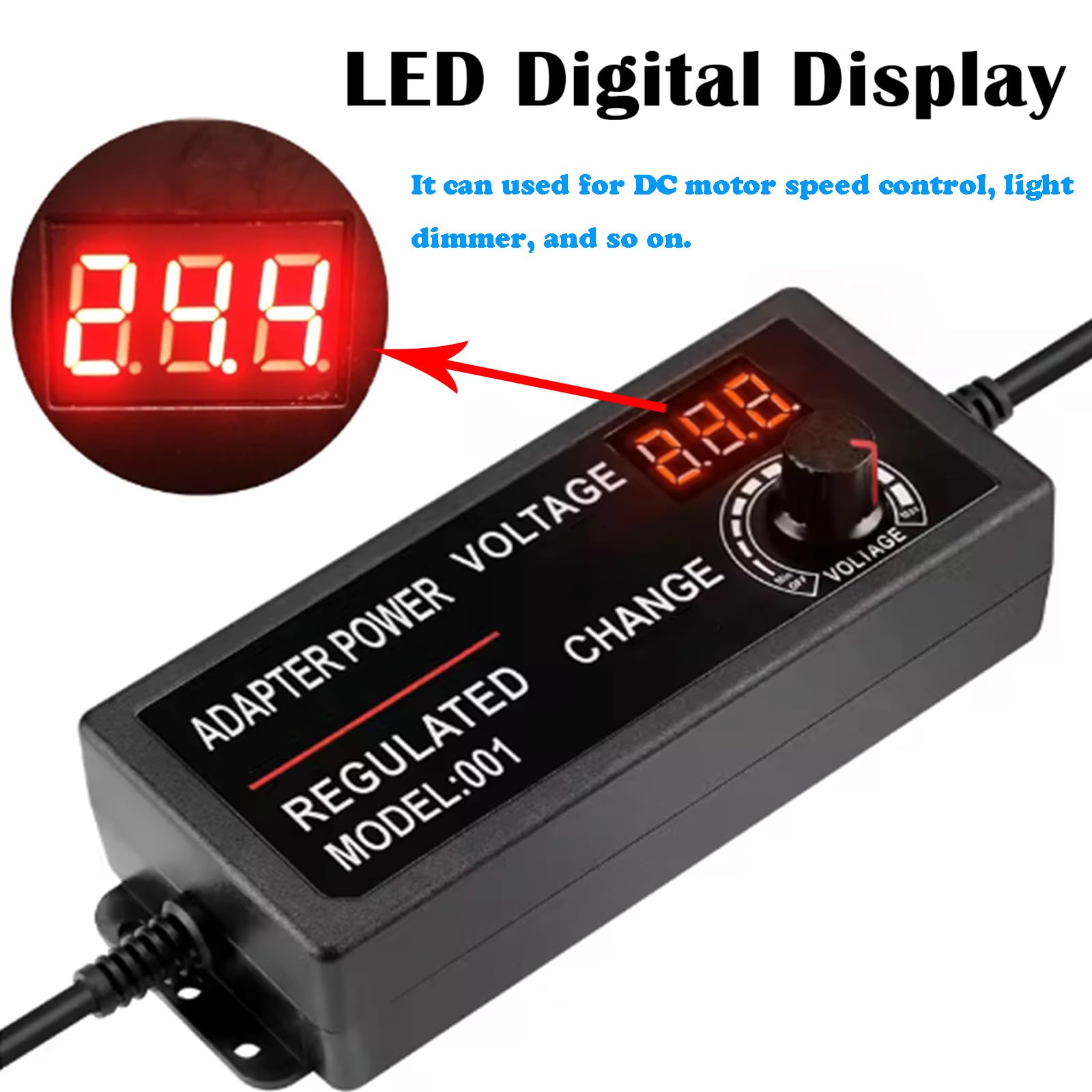 Alimentatore Universale 72W Adattatore di Alimentatore Regolabile 3V-24V 3A Adattatore Universale AC/DC 100V-240V con 14 Punte e Convertitore di Polarità, Indicatore di Tensione LED