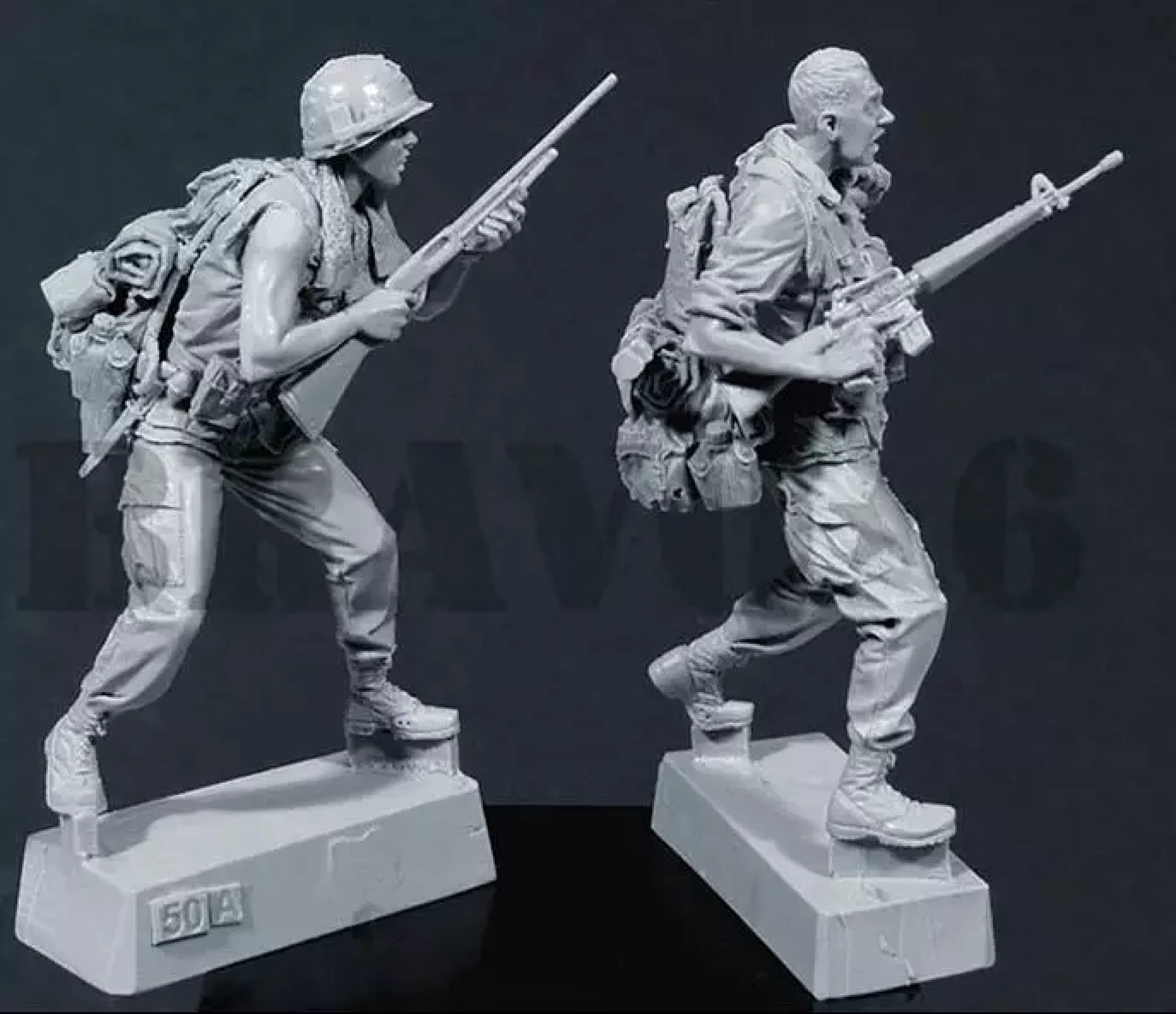 Risjc – 2 Figurines De Soldats US Army Guerre Du Vietnam – échelle 1:35 – Kit Résine Non Peint Et Non Assemblé – Pour Maquettistes à Partir De 14 Ans