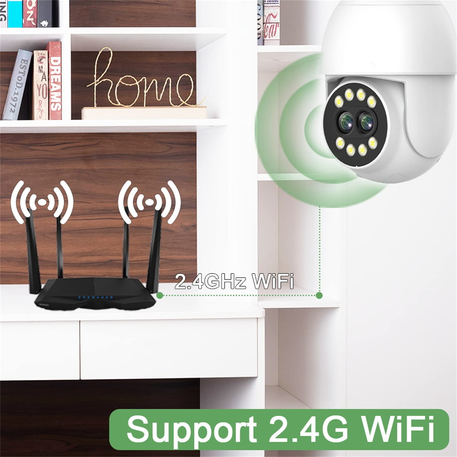 Cámara De Seguridad con Bombilla E27, Cámara WiFi De Doble Lente, Seguimiento Automático, Cámara IP De Vigilancia con Visión Nocturna En Color De 50M, Audio De 2 Vías