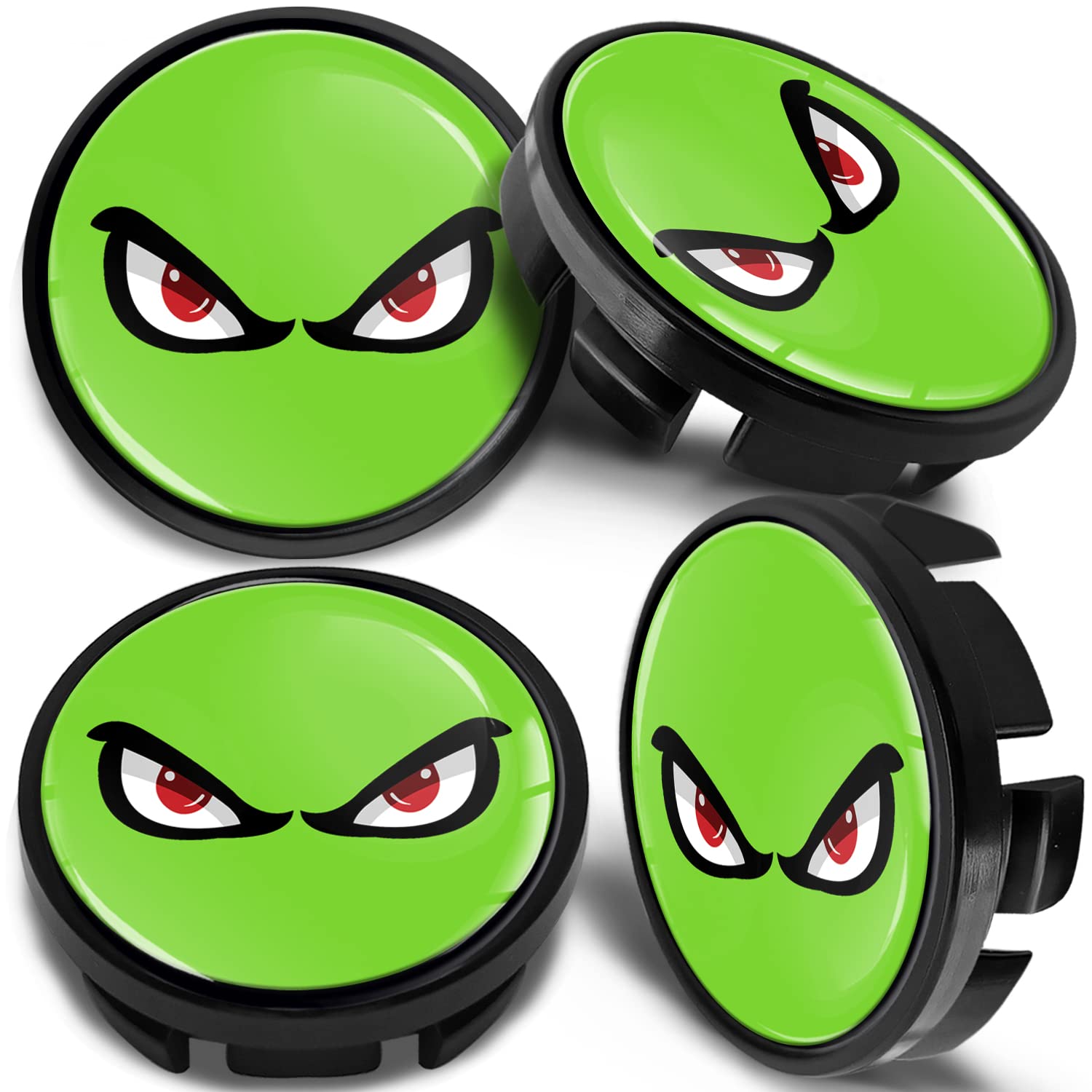 SkinoEu4 x 65mm Wheel Center Caps Compatible with VW 3B7601171 / 6U7601171 No Fear Eyes Toxic CV 57