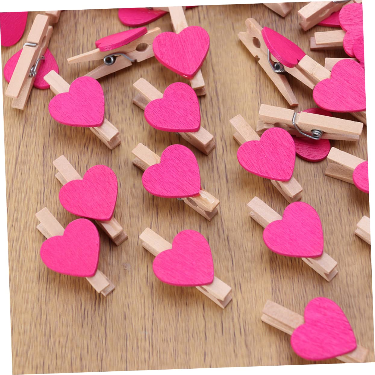 Cabilock 300 Piezas Clip De Fotos De Madera Pinzas De Ropa De Madera Titular De La Foto del Corazón Clip De Foto De San Valentin Clavijas De Madera para Manualidades Clip De Uñas Amar Bambú