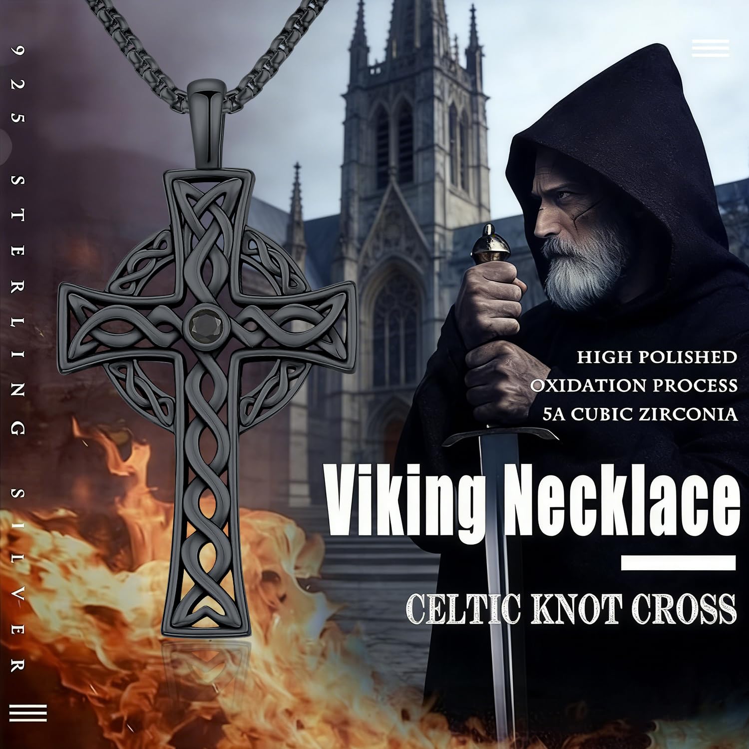 Collar Vikingo Hombre Plata de Ley 925 Joyería Vikinga Colgante Vikinga Runas Vegvisir Mitología Nórdica Amuleto Joyería Regalo para Hombre Mujer