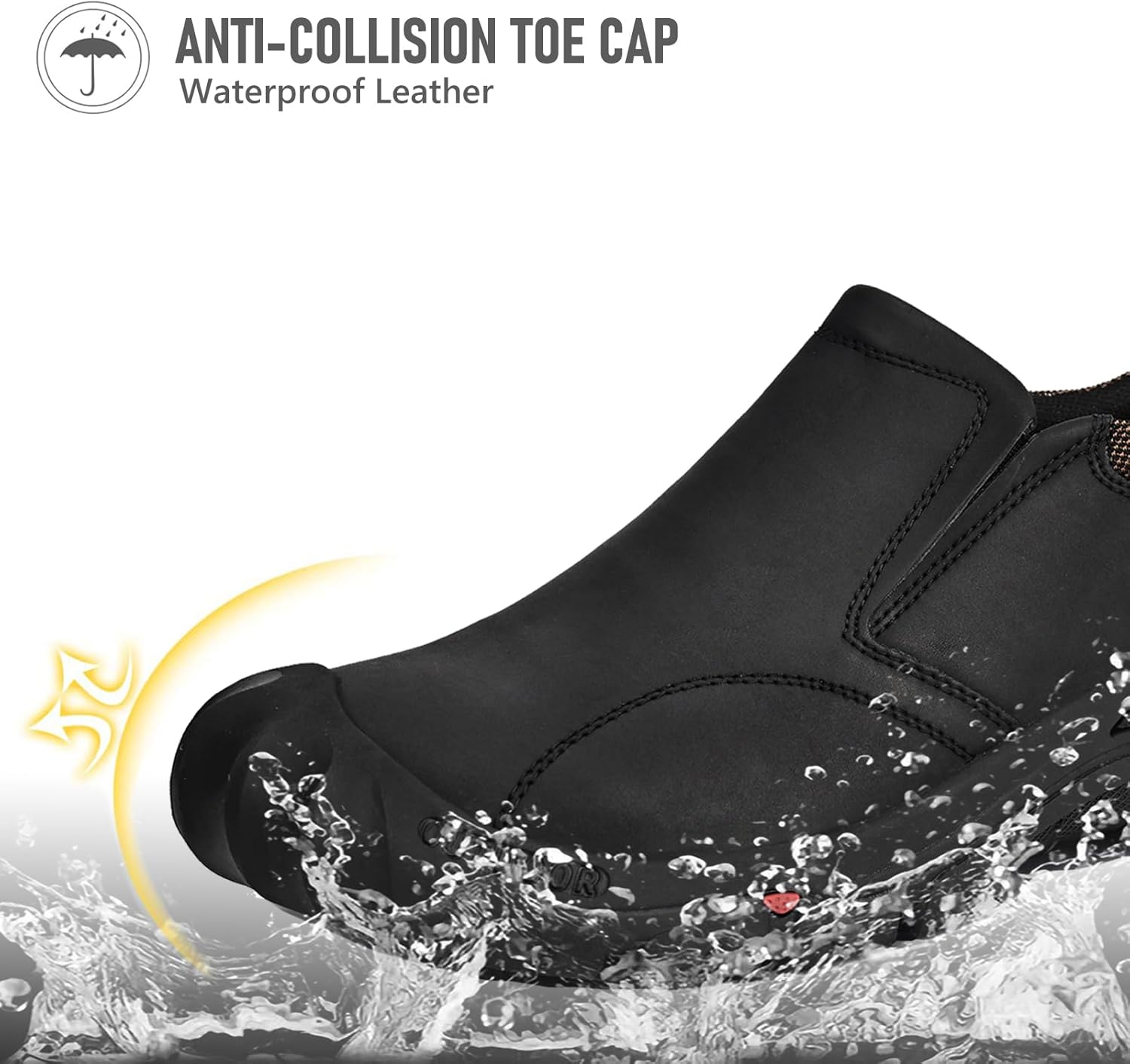 UPIShi Men's Waterproof Slip On Leather Hiking Outdoor Walking Casual Loafers Work Shoes - Image 4