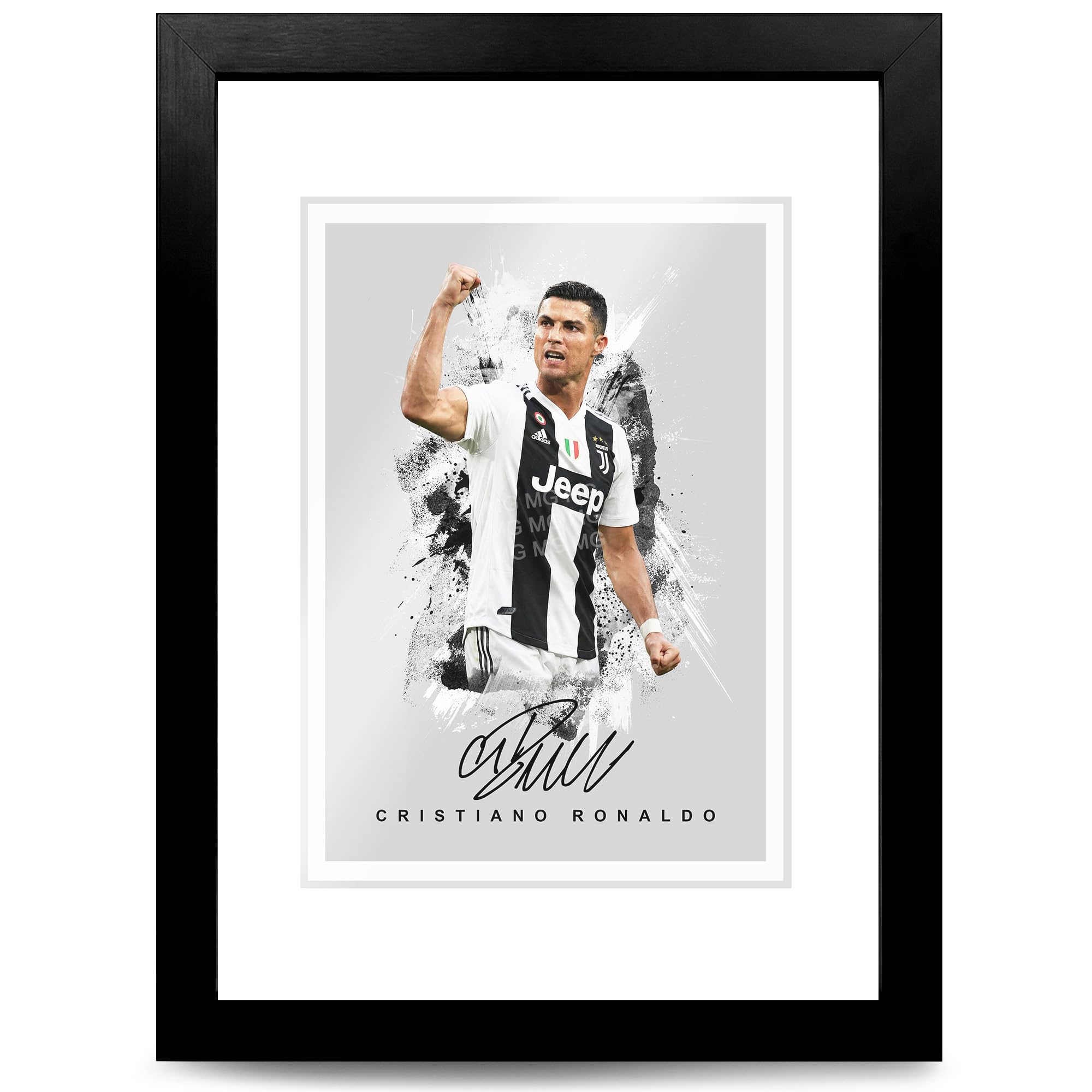 Cristiano Ronaldo Legend Signed Photo Poster Print Picture Display Autograph Memorabilia for football fans Gift Manchester United Real Madrid Juventus Portugal (Juventus A4 framed & mounted) — image 1