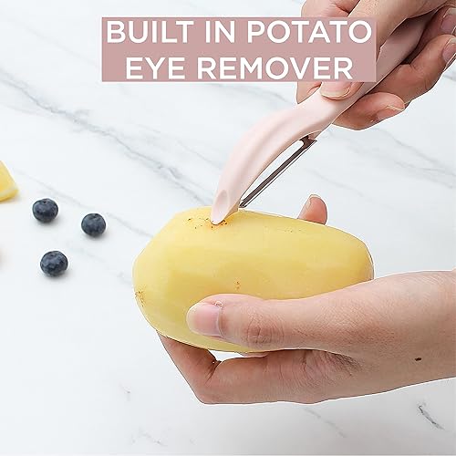 Miniatura 7 de Social Chef - Juego de 2 peladores de verduras con hoja de acero inoxidable, pelador en Y y pelador giratorio para pelar papas, verduras y frutas