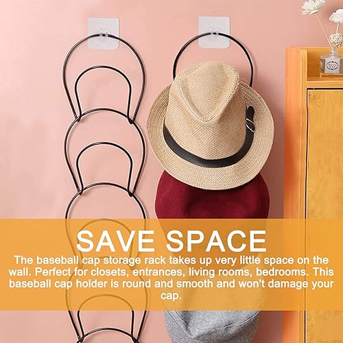 Miniatura 7 de ZUOLUN Perchero negro para gorras de béisbol, soportes verticales para sombreros, organizador de metal antideslizante para sombreros para paredsobre