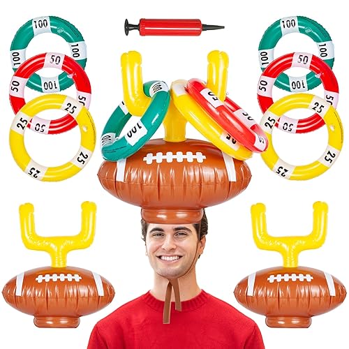 2 Set Inflatable Football Post Ring Toss, Goal Post Ring