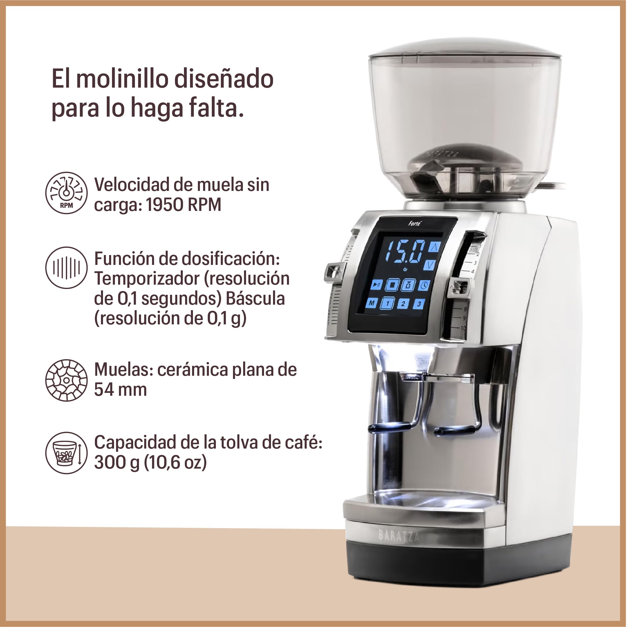 Baratza Forte AP Molinillo Eléctrico de Café en Grano | Coffee Grinder con 26 Microajustes, Acero inoxidable