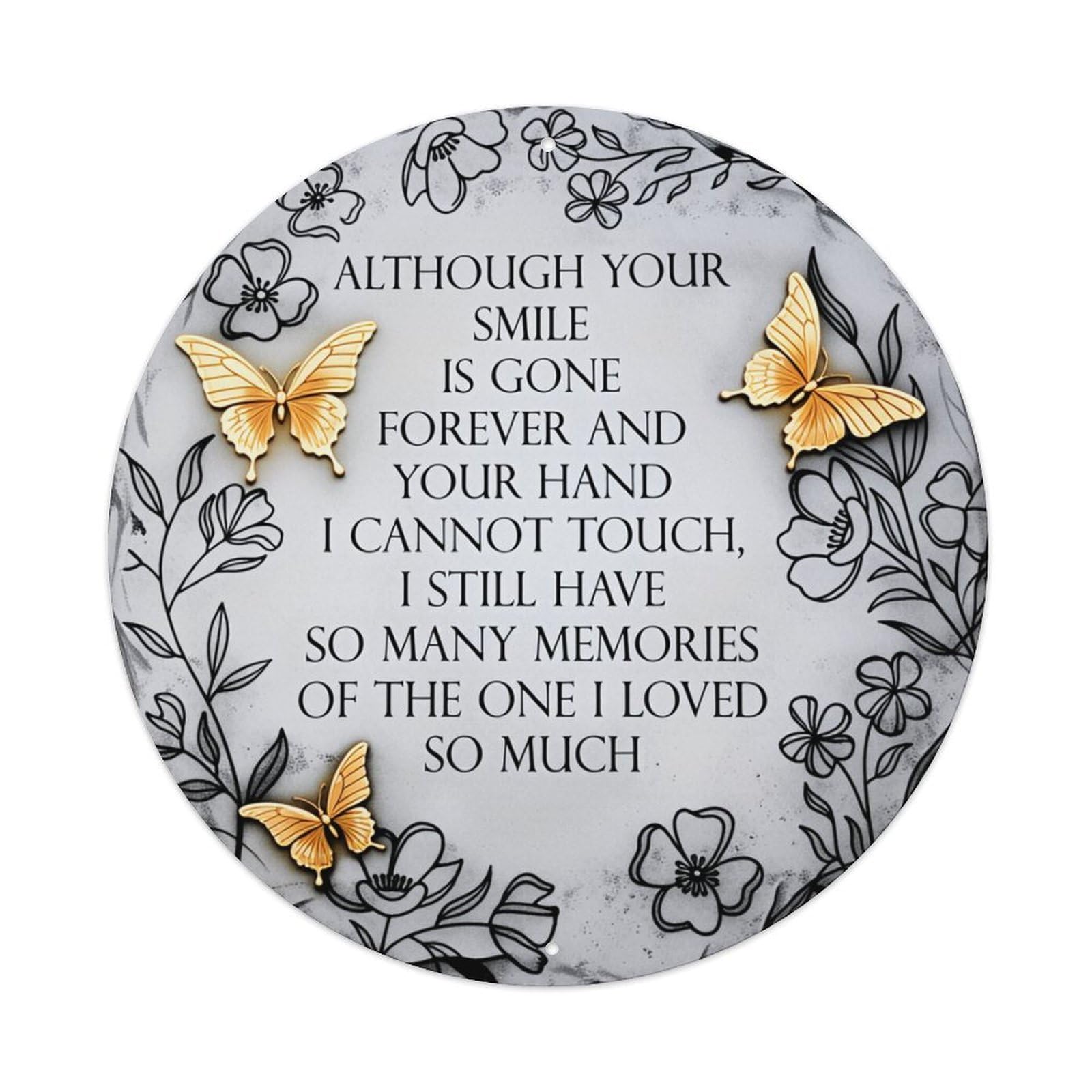 Floral Pattern With Butterflies And Text Round Tin Sign Retro Metal Sign for Cafe Bar Pub Home Game Room Gym Club Wall Decoration Vintage Metal Poster 8x8 Inch