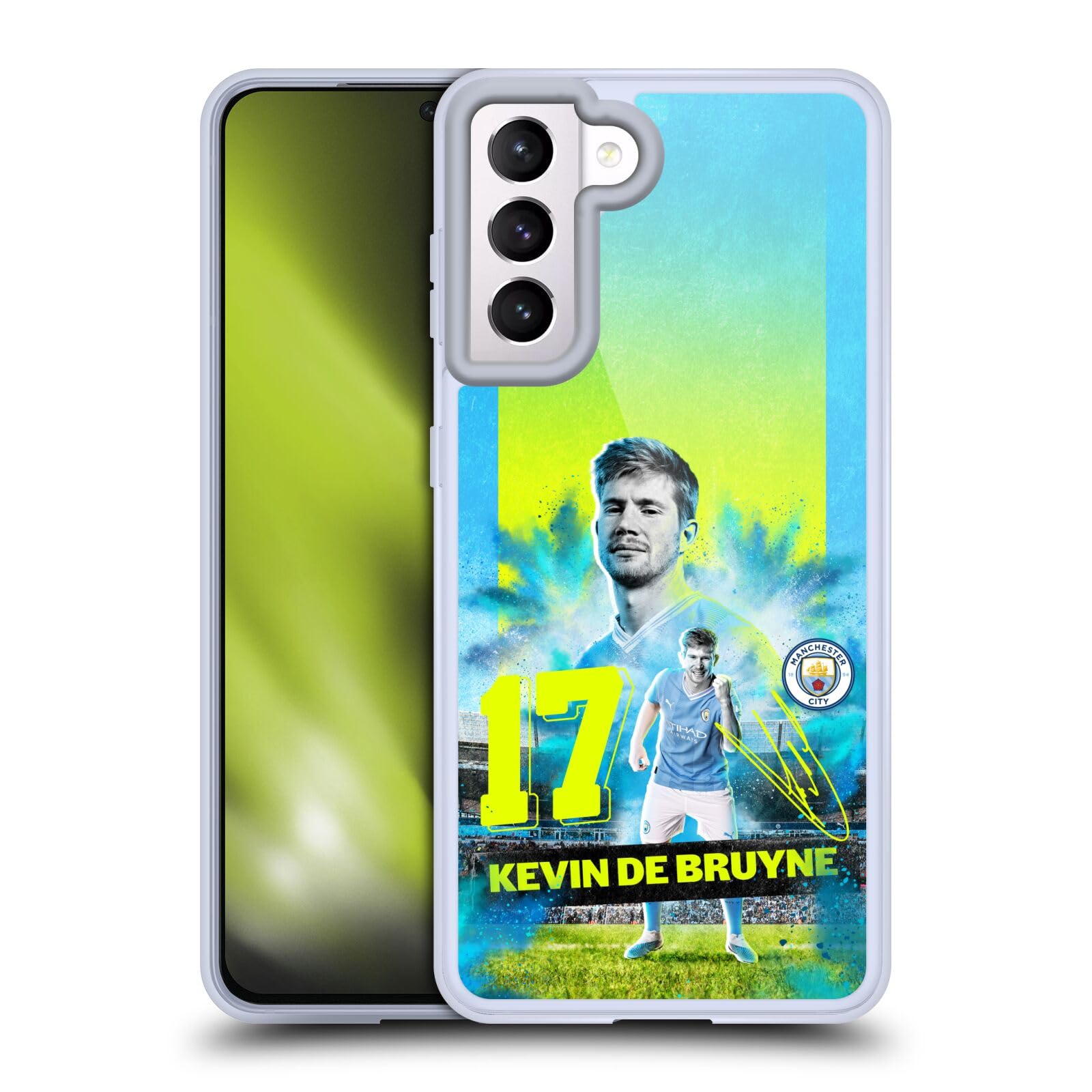 Head Case Designs Officially Licensed Manchester City Man City FC Kevin De Bruyne 2023/24 First Team Gel Case [Military Grade] Compatible with Samsung Galaxy S21 5G and Compatible with MagSafe