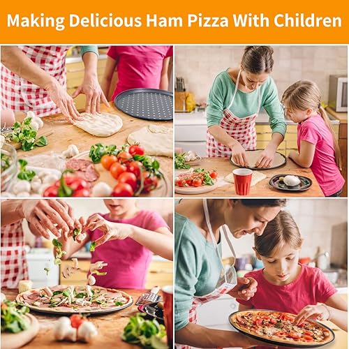 Miniatura 4 de 2 sartenes para pizza de 12.6 pulgadas con agujeros, bandeja perforada antiadherente para pizza compatible con Smart Oven, sartén con revestimiento