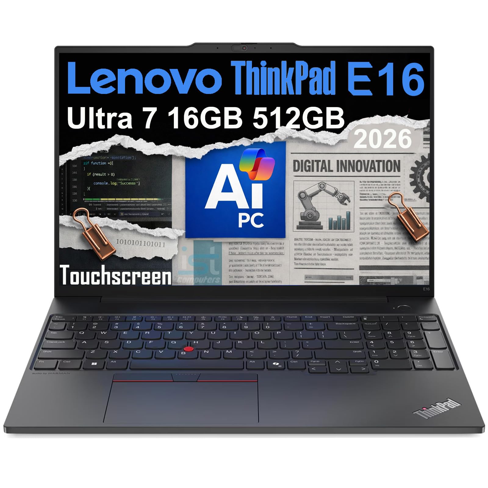 Lenovo ThinkPad E16 Gen 3 Business AI PC Laptop (16" FHD+ Anti-Glare, Intel 12-Core Ultra 5 225U (> i7-1365U), 32GB DDR5 RAM, 1TB SSD) Fingerprint, 1080P IR Webcam, Thunderbolt 4, Win 11 Pro, 2025