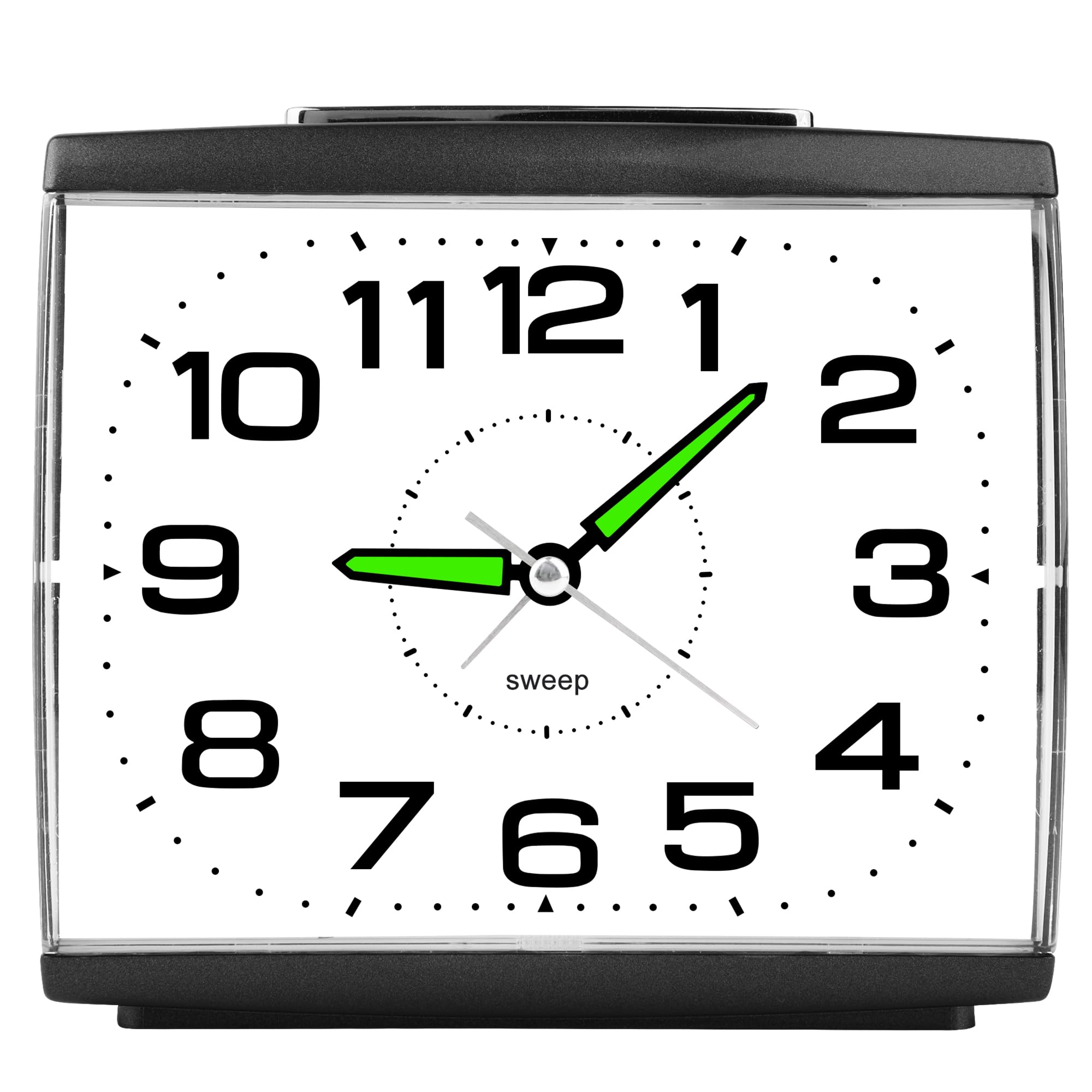Ayybboo Black Alarm Clock Bedside Silent Non Ticking,Large Display Analogue Clock With Night Light,Battery Powered,Easy Read,Crescendo Loud Alarm For Elderly,Heavy Sleepers (Black)