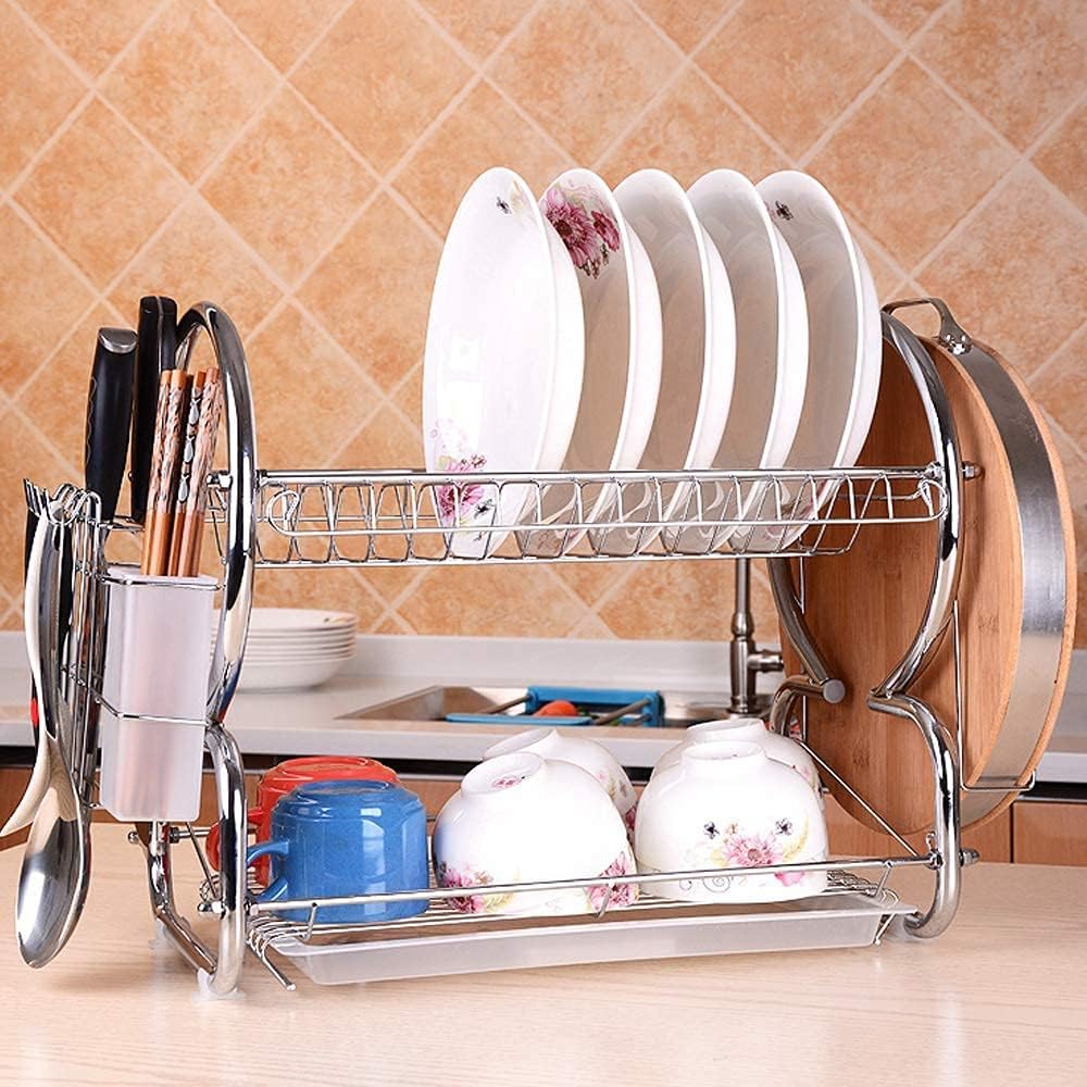 キッチンラック, 2-Layer ディッシュドレンラックキッチンまな箸ツールラック Multifunctional 8 ワードドレン storageラックカトラリーラック